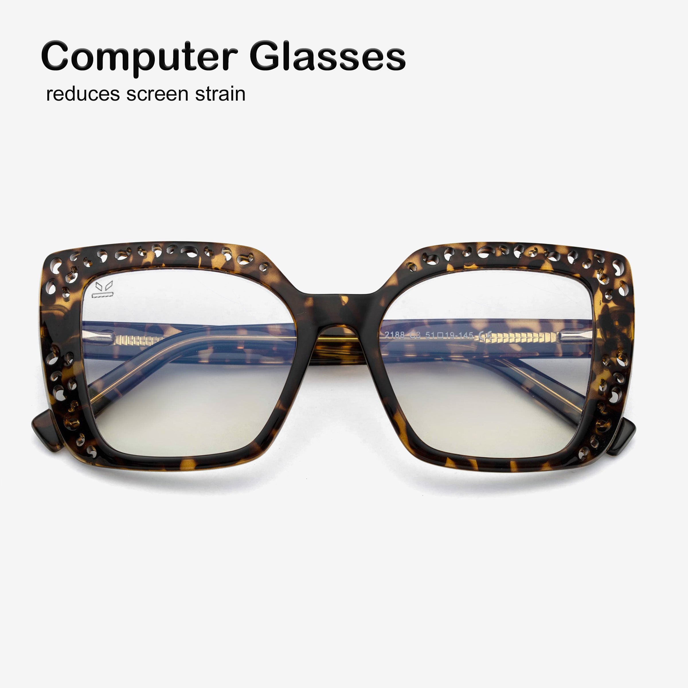 PERKEY Square Full Rim Blue Cut Light Glasses for Women - OPTL0020-C2