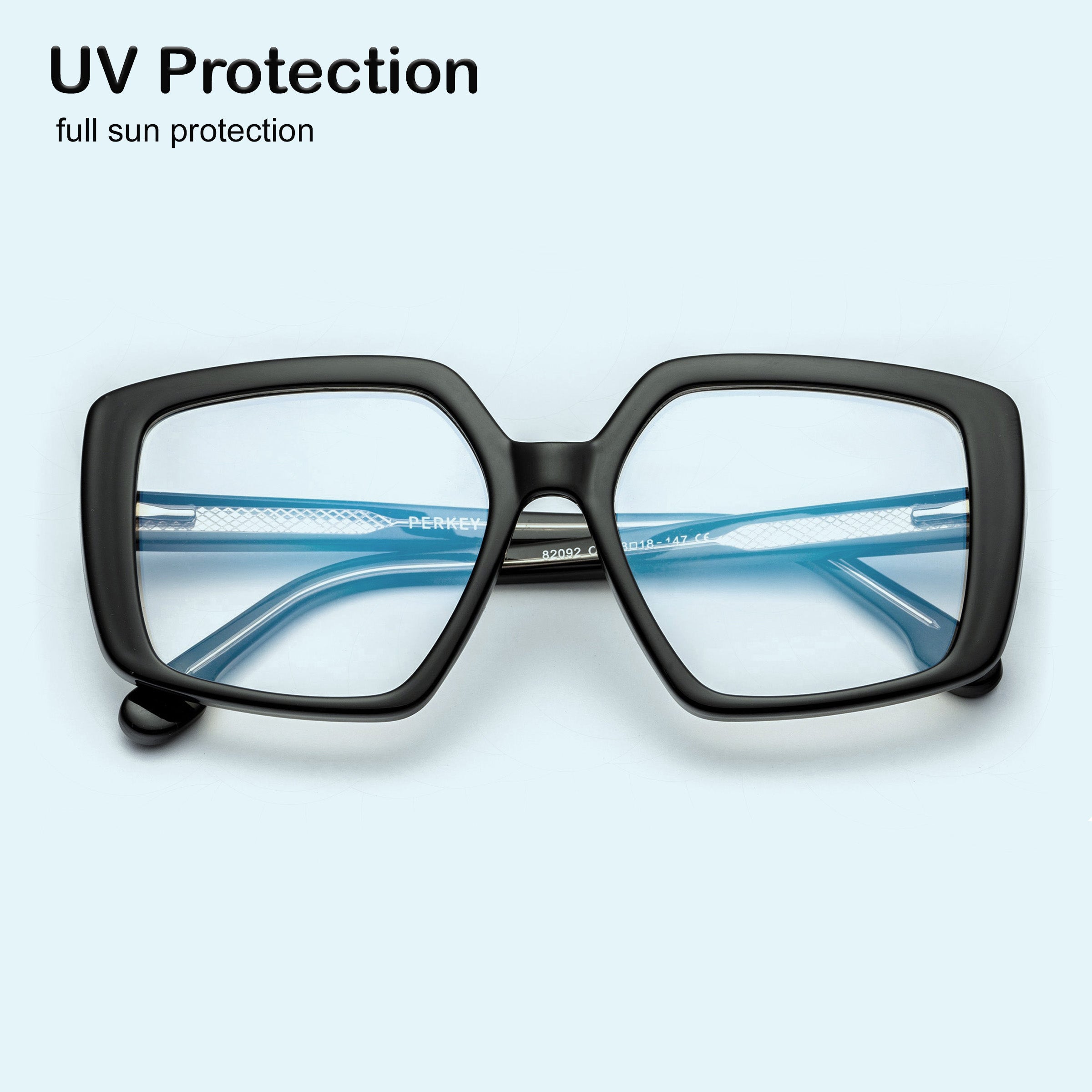 PERKEY Full Rim Square-Oversized Computer Glasses For Eye Protection Spectacles Frames Men Women - OPTL007-C1