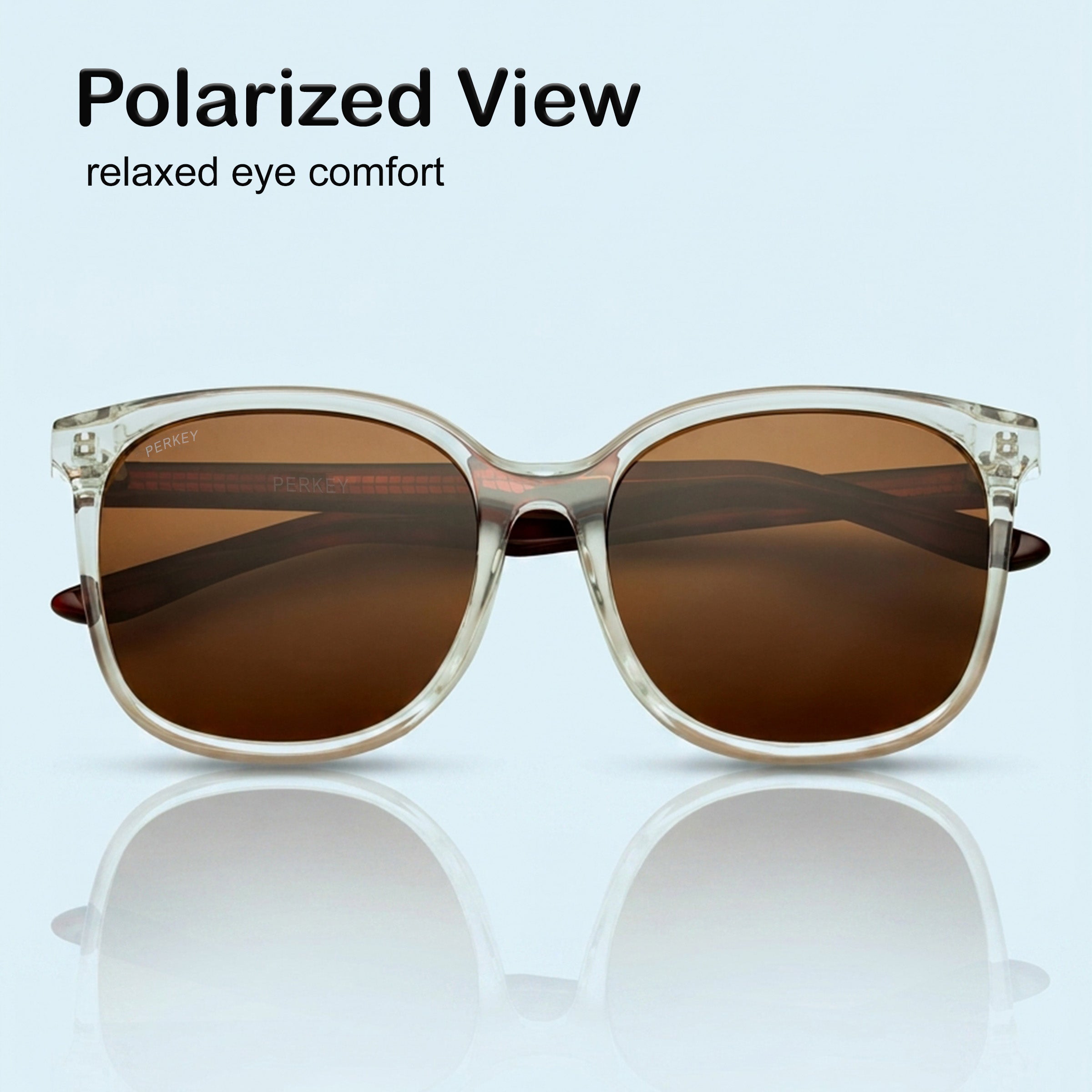 PERKEY Square Brown UV Protected Polarized Sunglasses Men Women - PRKY008-C2