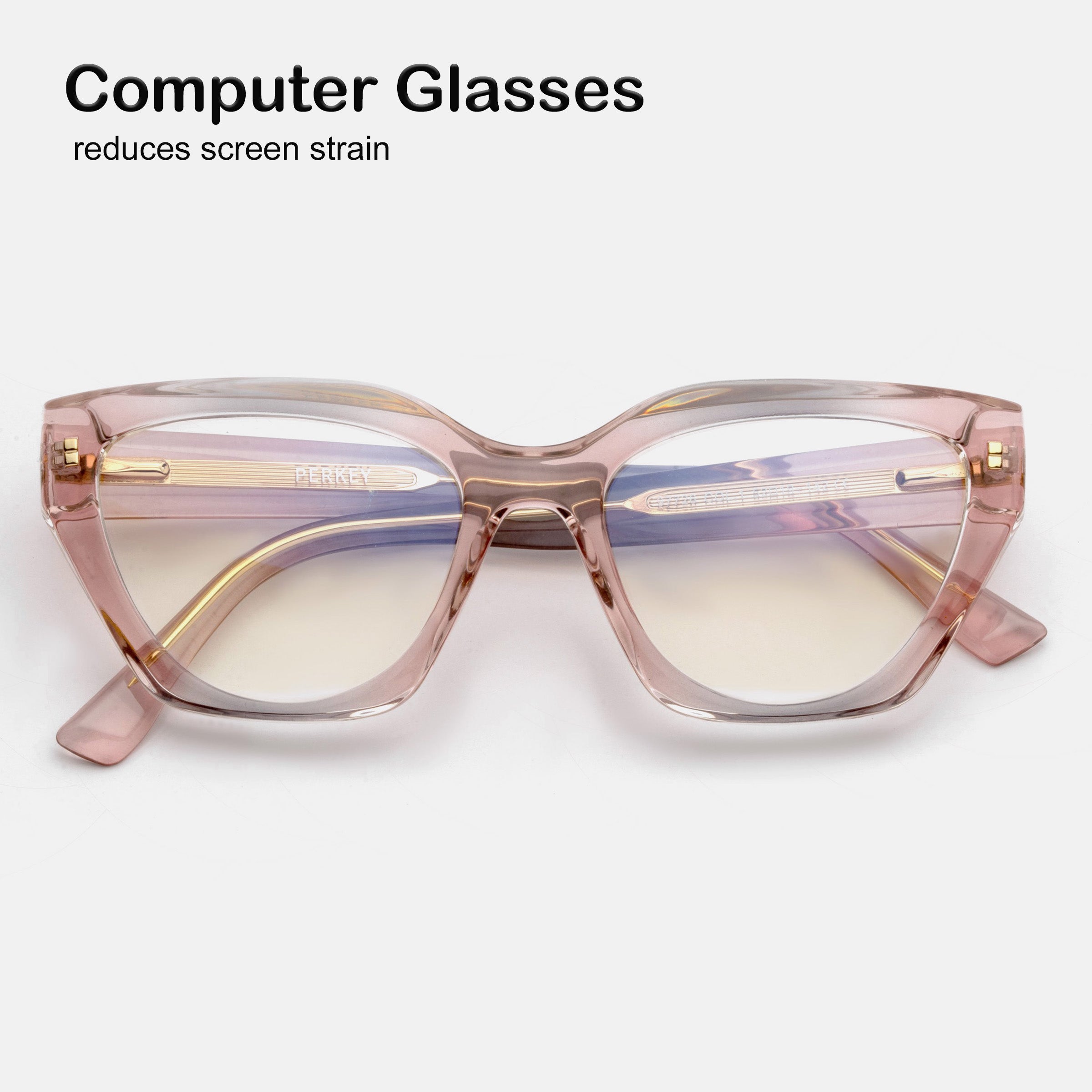 PERKEY Full Rim Cat Eye Blue Light Cut & Antiglare Computer Eyeglasses For Women - OPTL0017-C3
