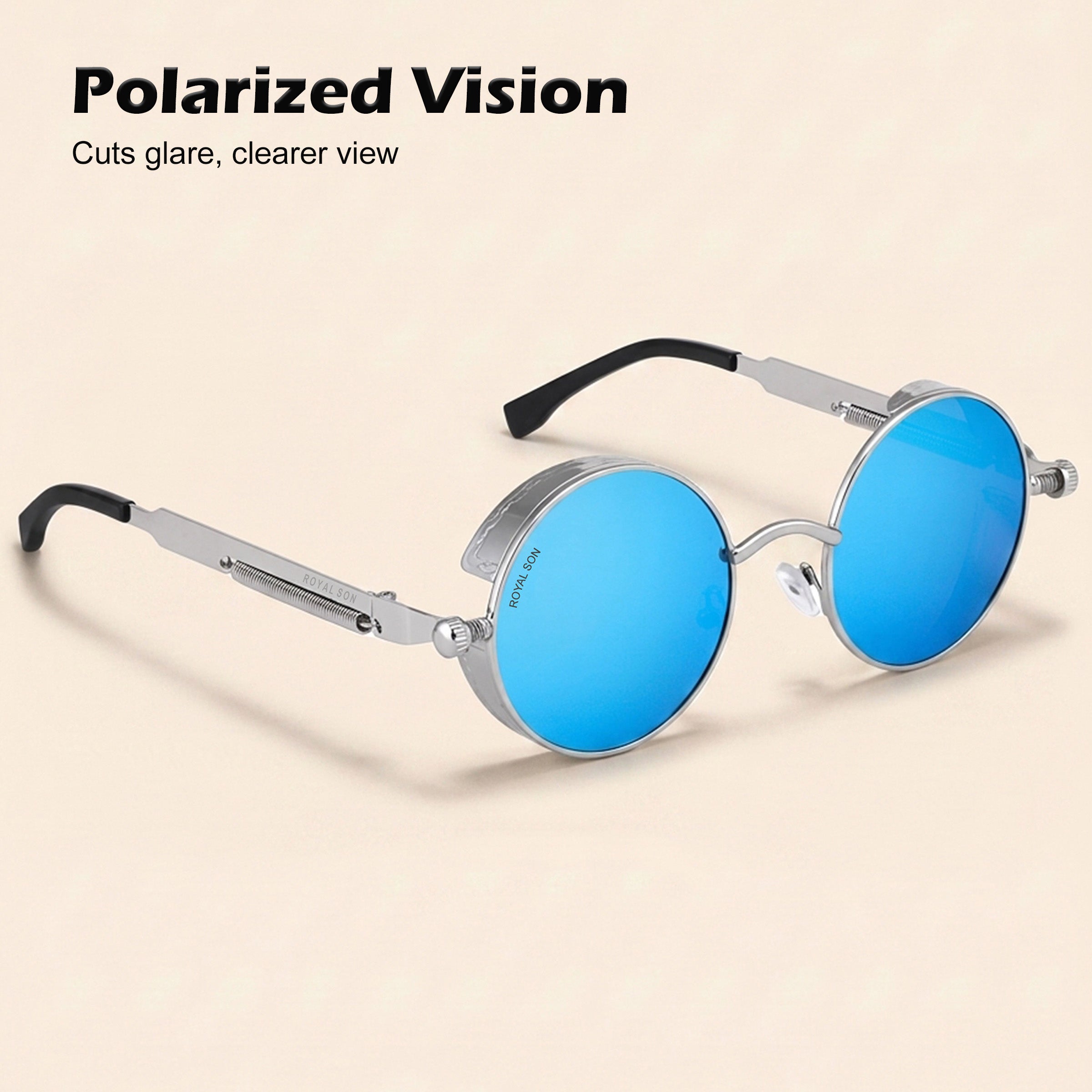 Royal Son Round Mirrored Men Women Sunglasses - CHI0084-C3