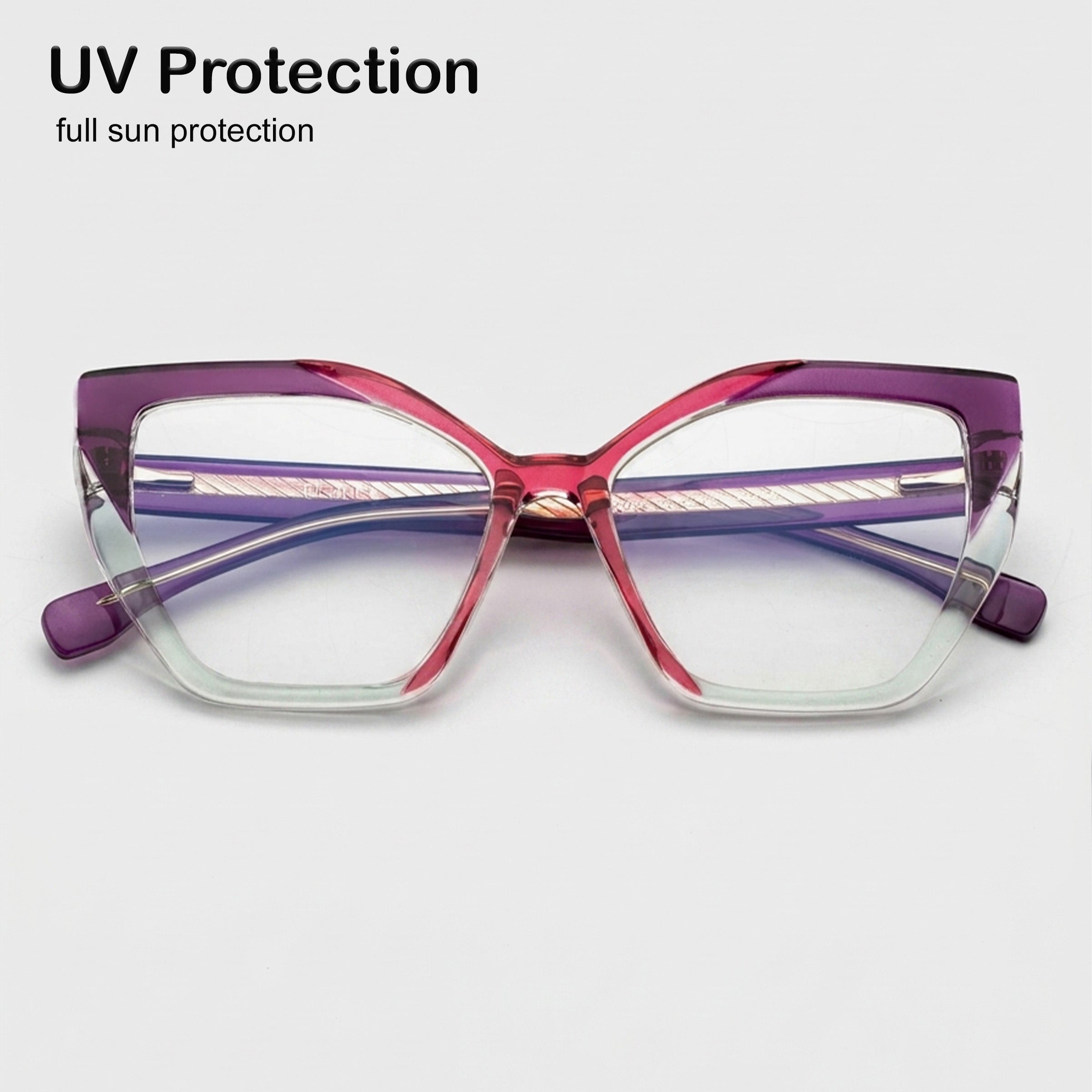 PERKEY Full Rim Square-Cat Eye Blue Light Blocking glasses Spectacles Frames Women - OPTL0011-C3