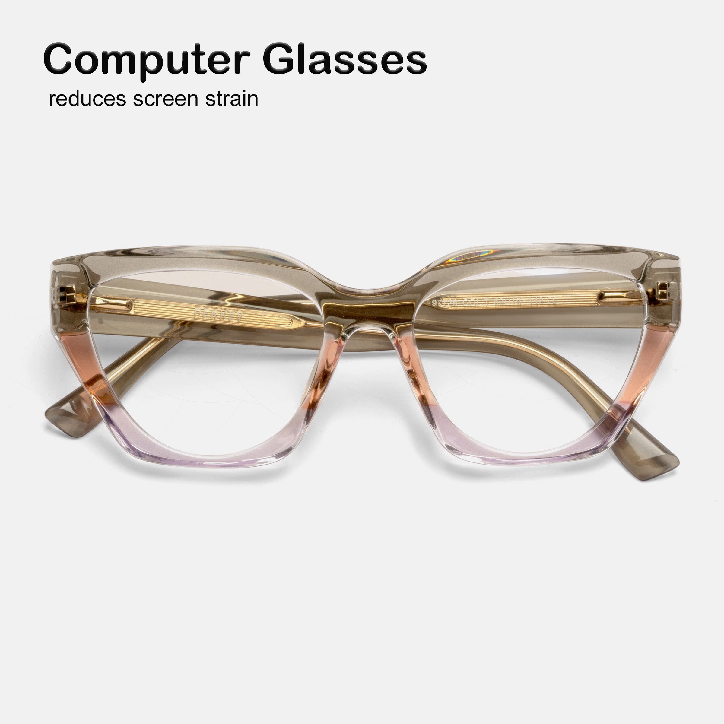 PERKEY Full Rim Cat Eye Blue Light Cut & Antiglare Computer Eyeglasses For Women  - OPTL0017-C1