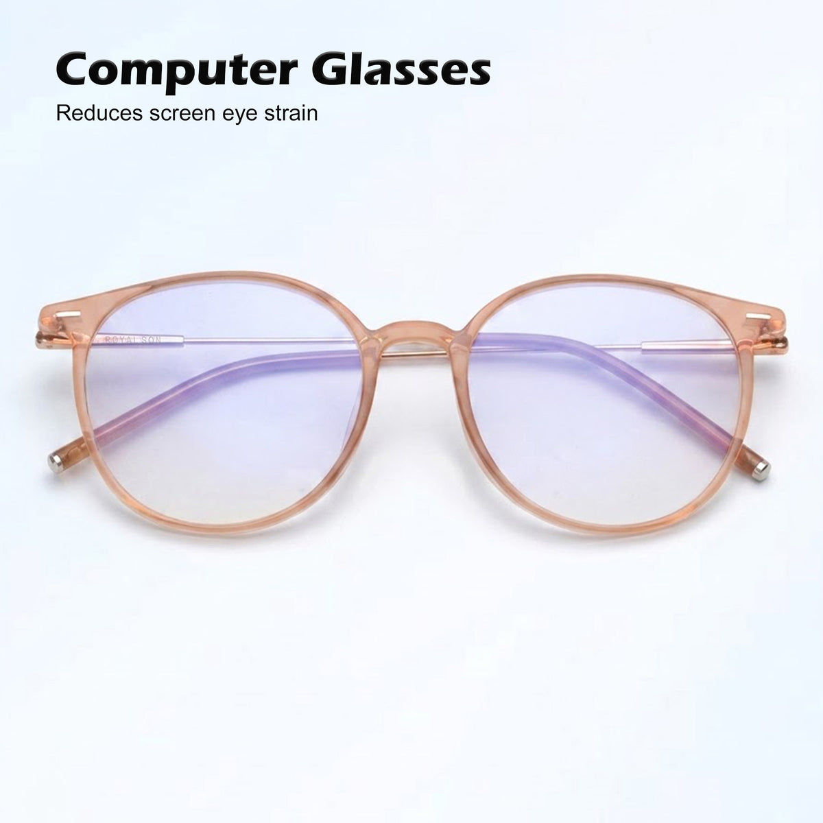 Royal Son Round Pink Blue Light Blocking Blue Cut Eyeglasses Men Women - SF0089-C3