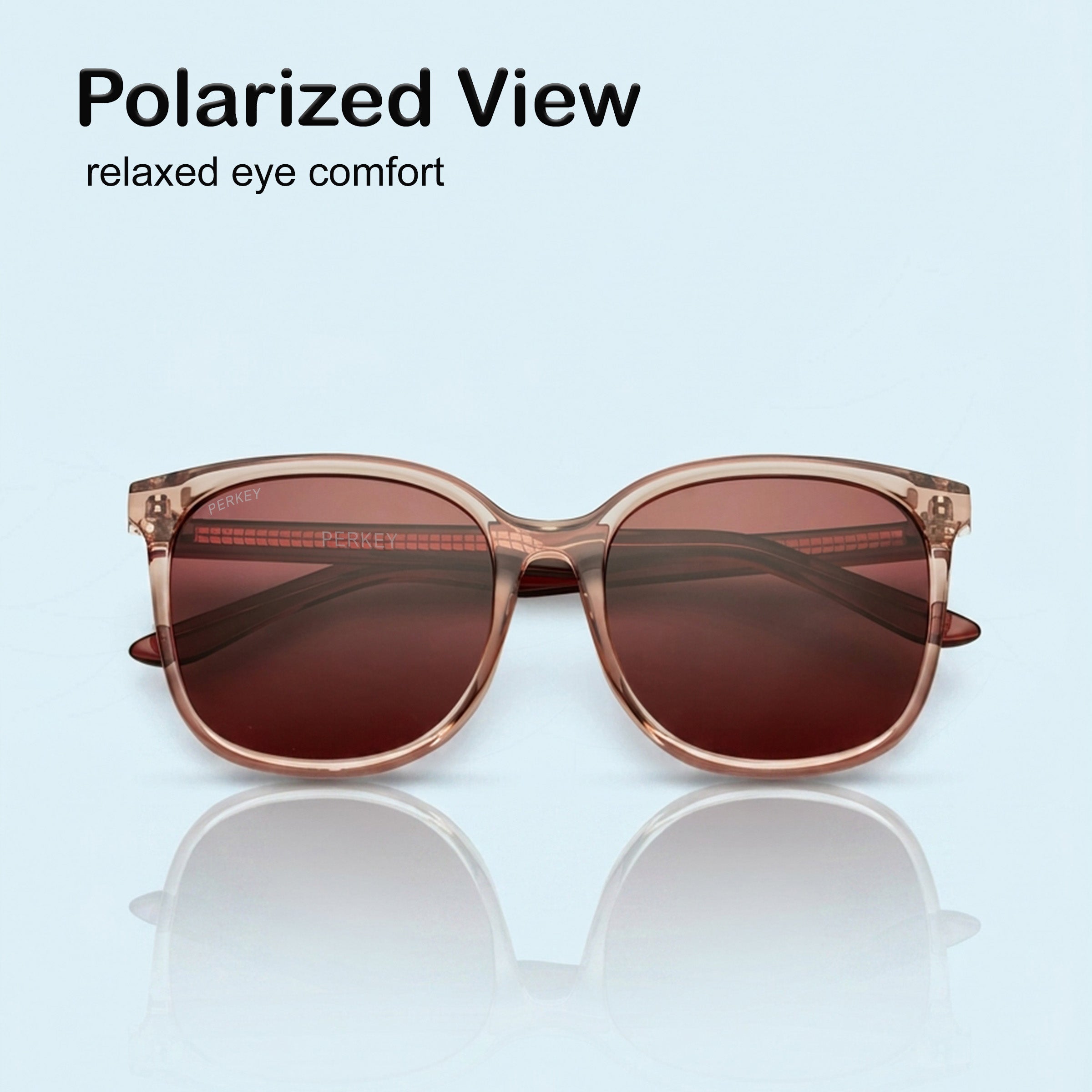 PERKEY Square Pink UV Protected Polarized Stylish Sunglasses Men Women - PRKY008-C3
