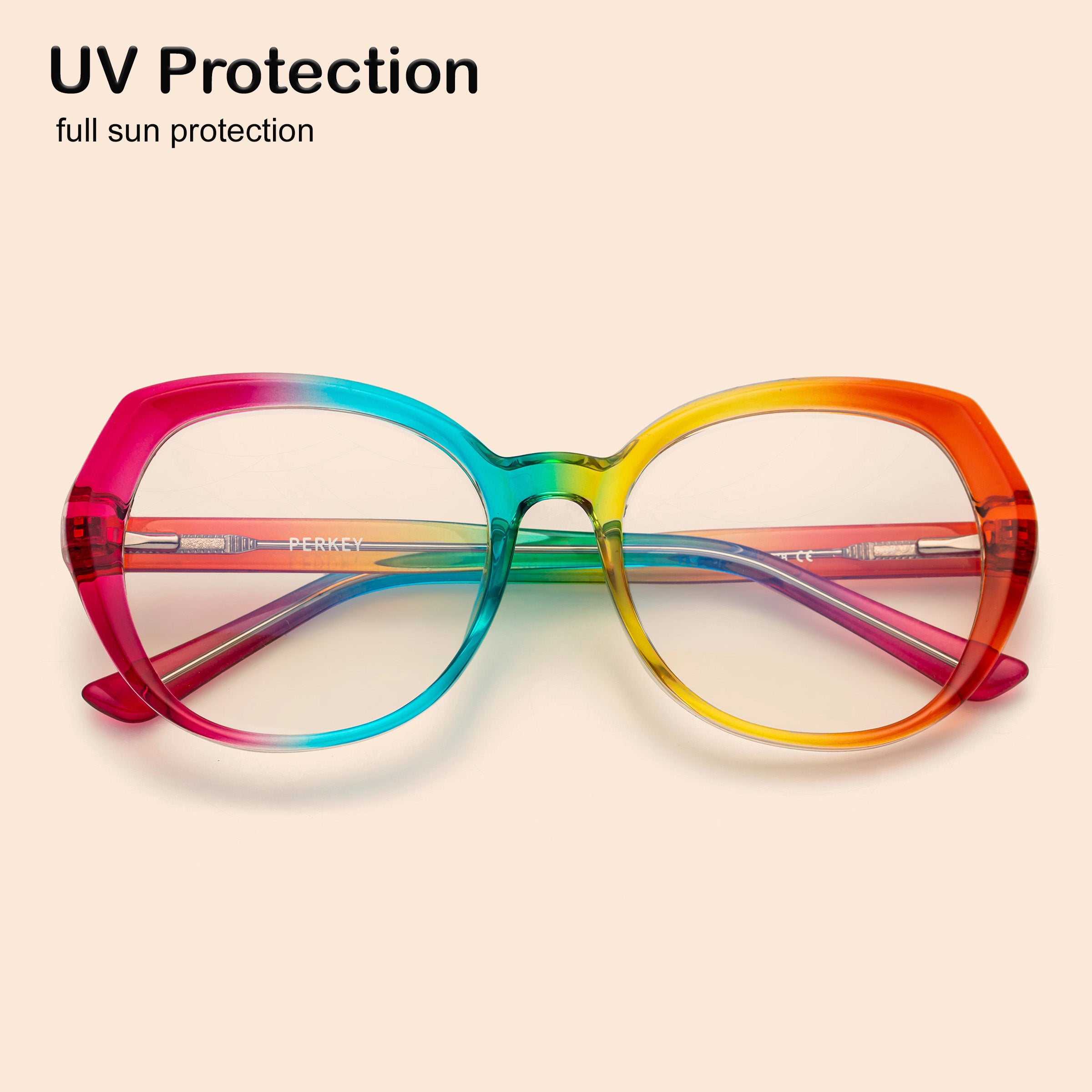 PERKEY Full Rim Oval Transparent Computer Blue Cut Spectacles Frames Women - OPTL004-C2