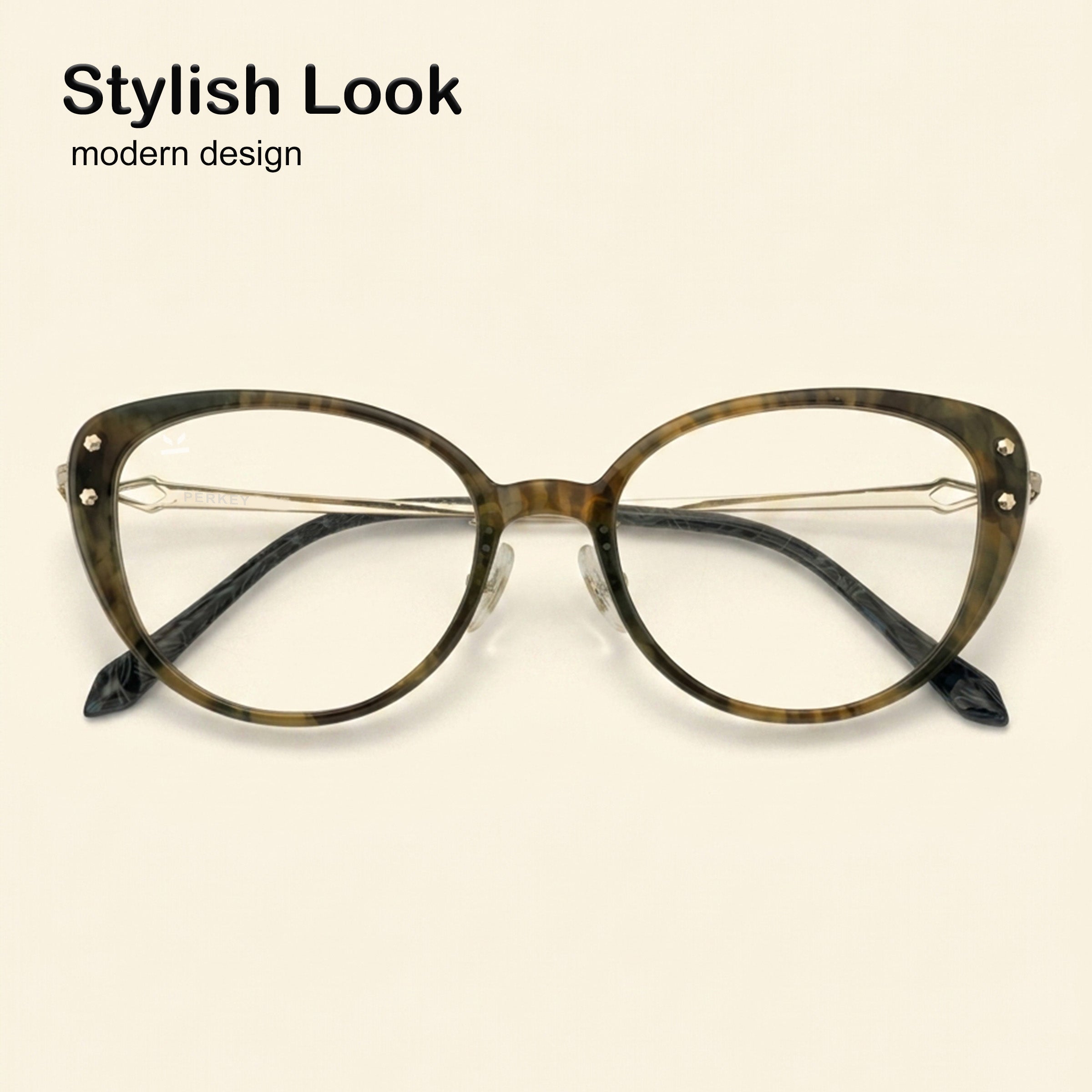 PERKEY Full Rim Soft Cat Eye Tortoise Print Eyeglass Frame For Women - OPTL0026-C3
