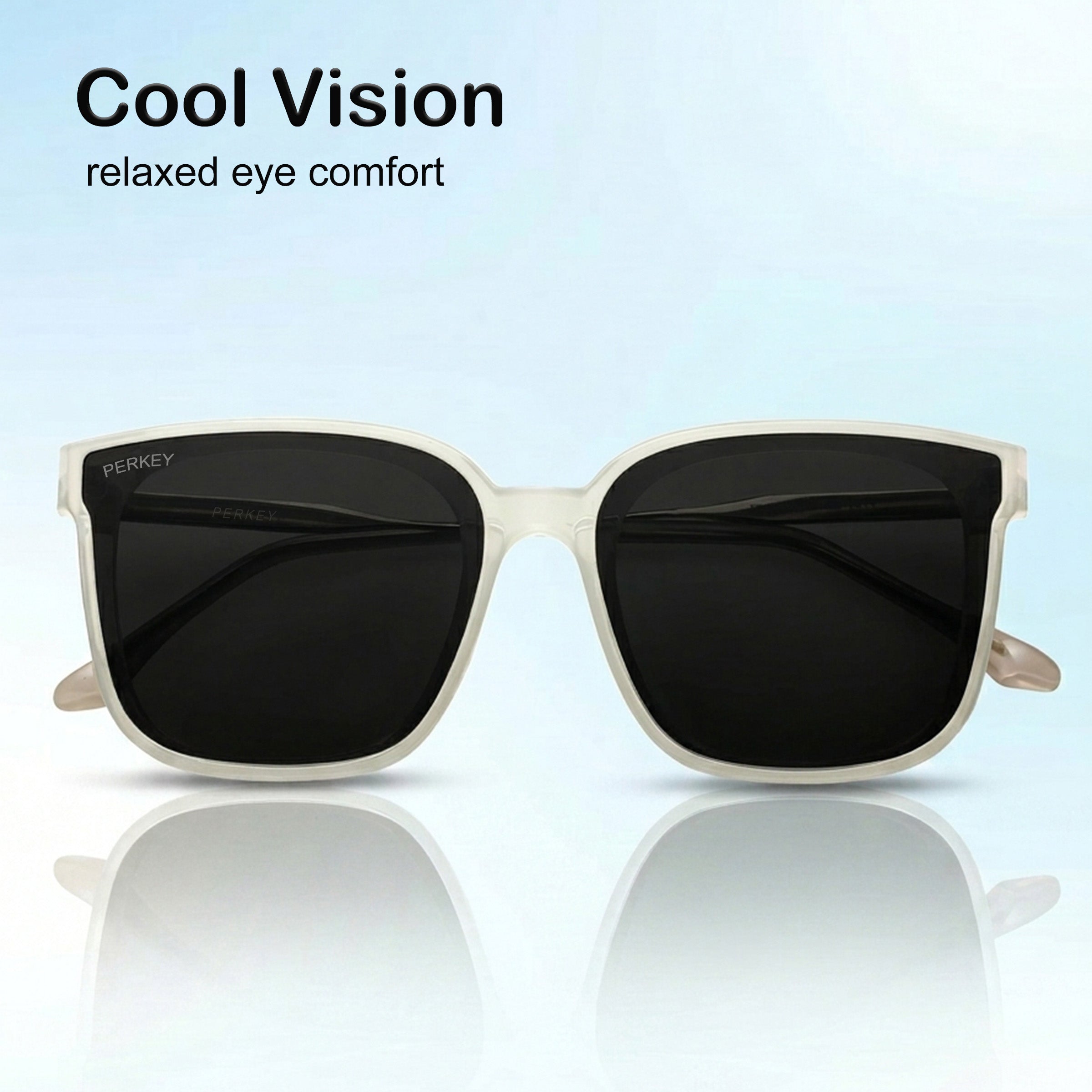 PERKEY Square-Oversized Black UV Protected Sunglasses Men Women - PRKY0013-C2
