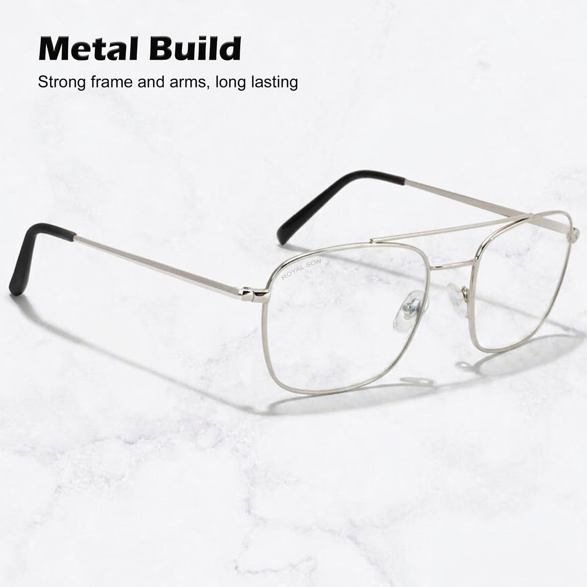 ROYAL SON Retro Square Spectacle Frame For Men And Women (RS0024SF|50|Transparent Lens)