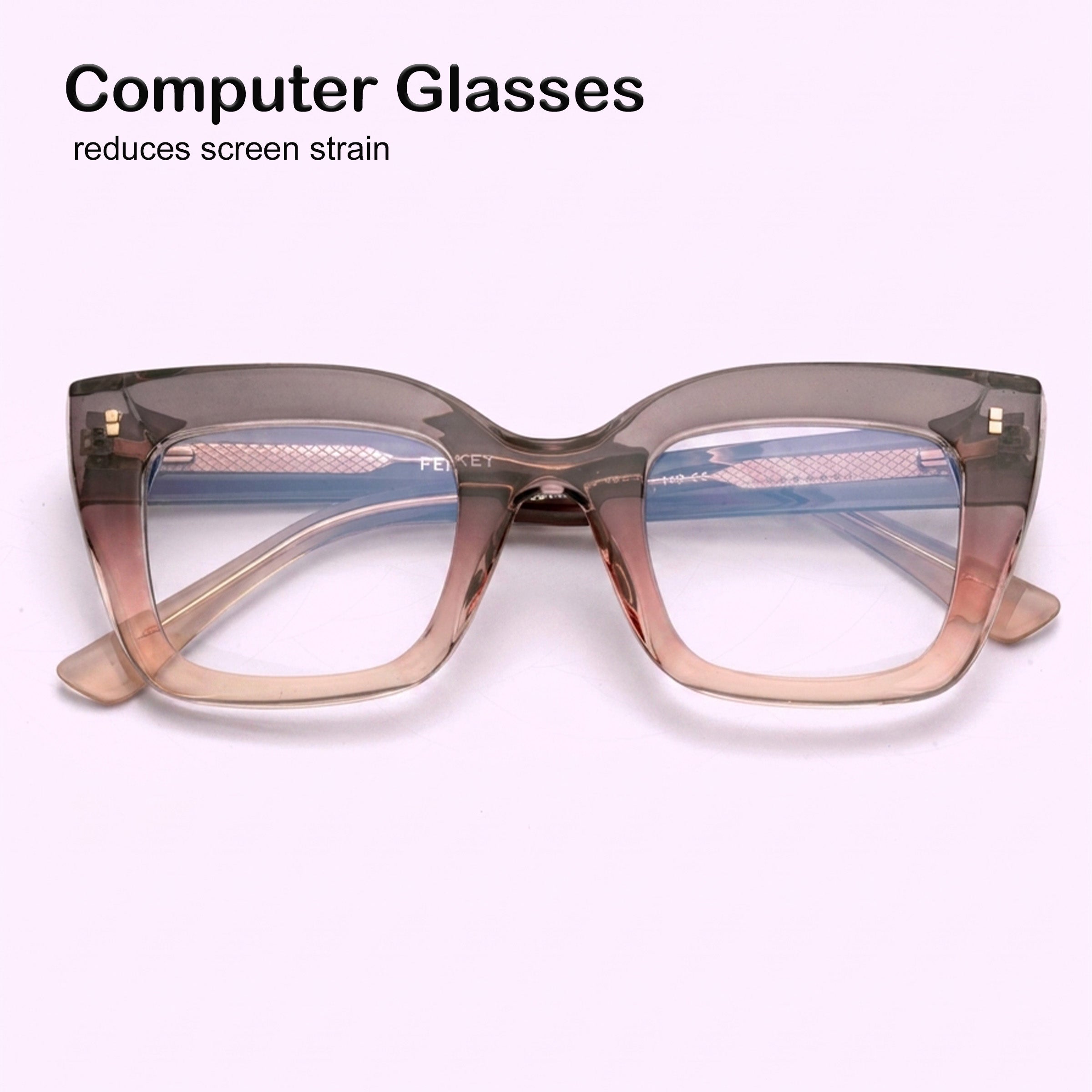 PERKEY Full Rim Retro Square Blue Light Cut & Antiglare Computer Eyeglasses For Women  - OPTL0016-C4