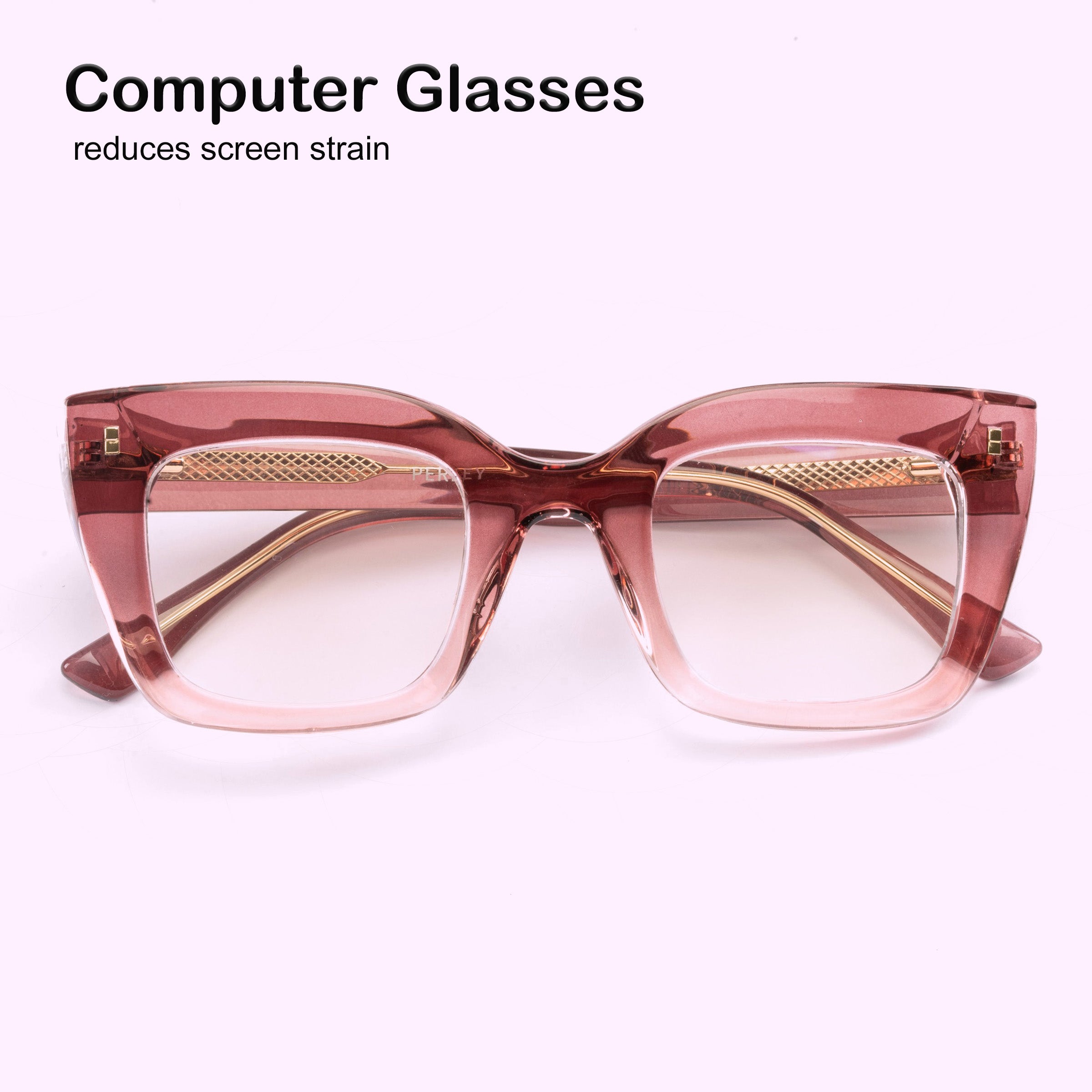 PERKEY Full Rim Retro Square Blue Light Cut & Antiglare Computer Eyeglasses For Women  - OPTL0016-C3