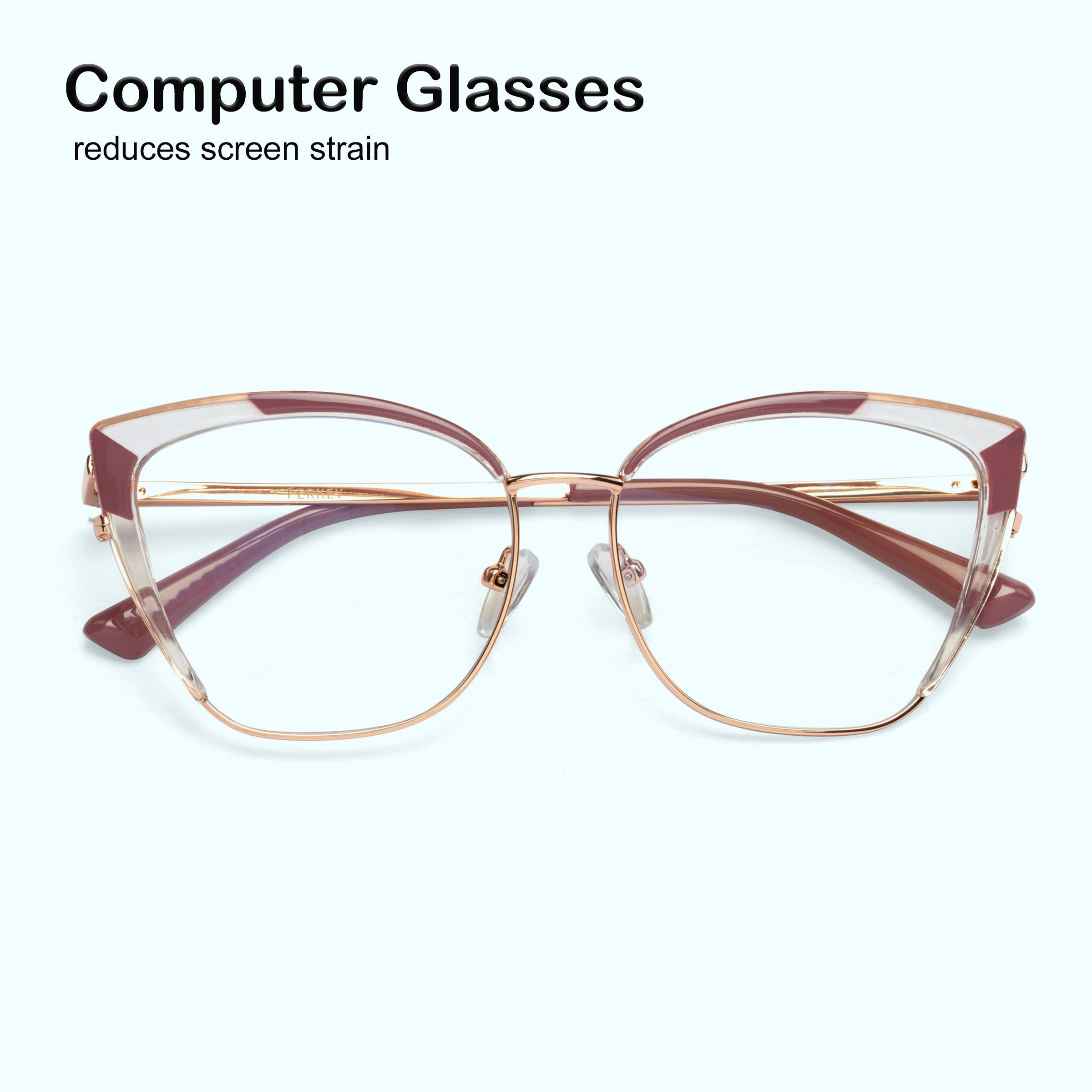 PERKEY Full Rim Cat Eye Blue Light Cut & Antiglare Computer Eyeglasses For Women - OPTL0018-C4