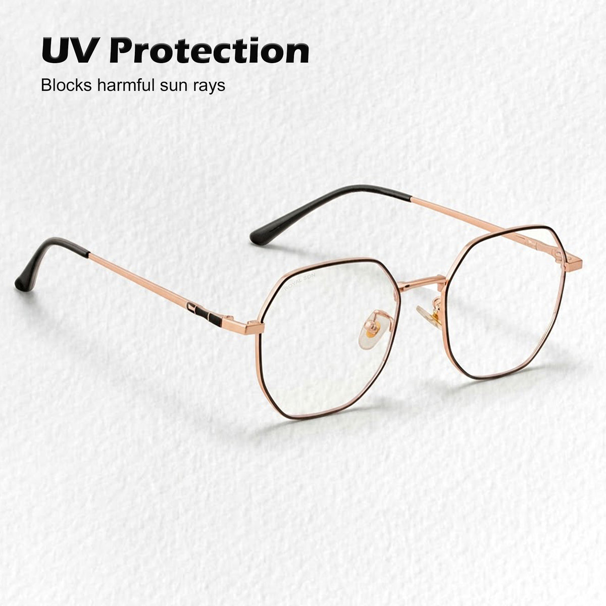 Royal Son Hexagonal Blue Ray Cut Men Women Eye Glasses - SF0019-C4