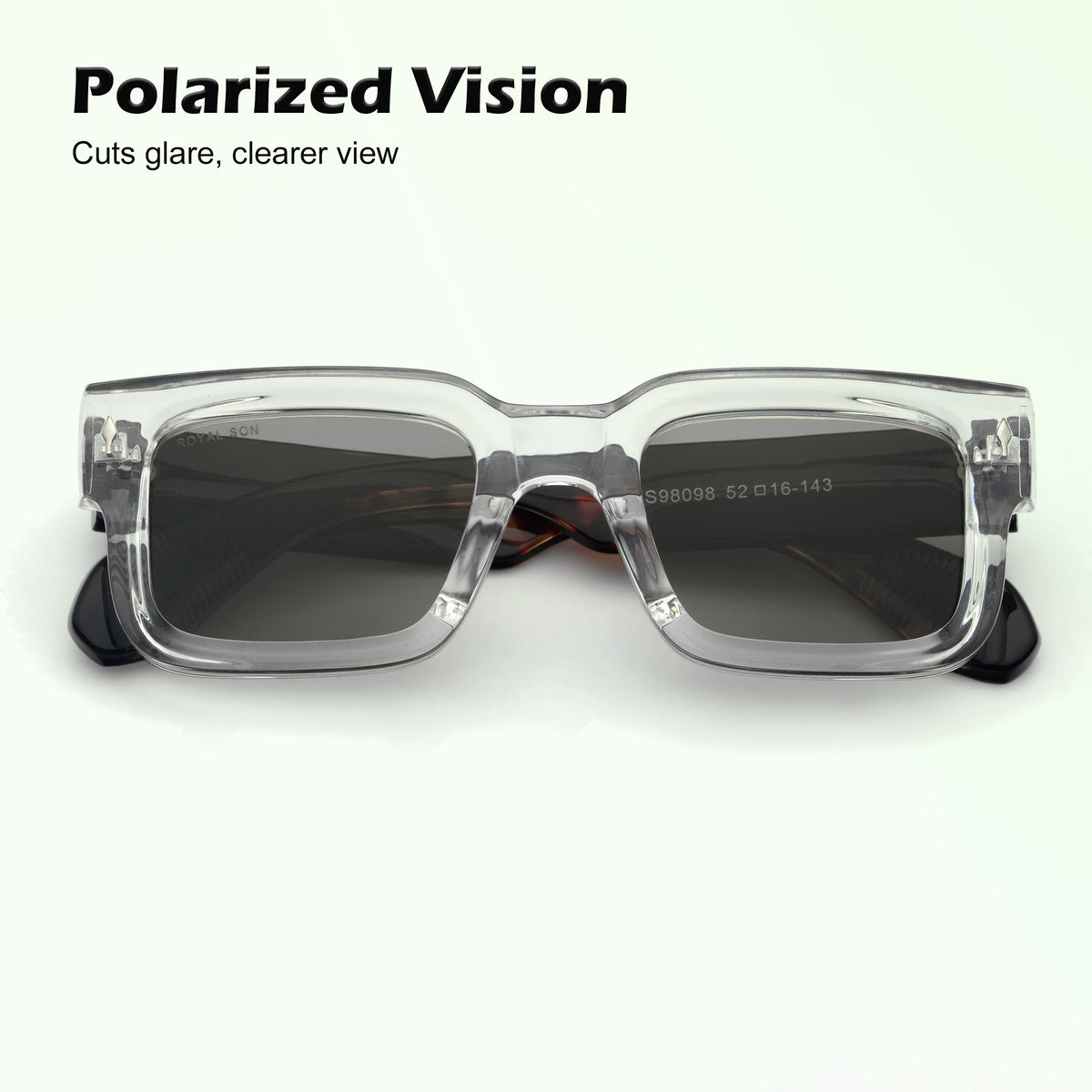 Royal Son Polarized Square Green Lens UV Protection Sunglasses for Men & Women  - SG-RS1115-C4