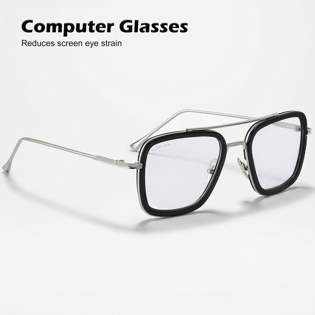 Royal Son Square Blue Ray Cut Men Women Sunglasses - CHI0075