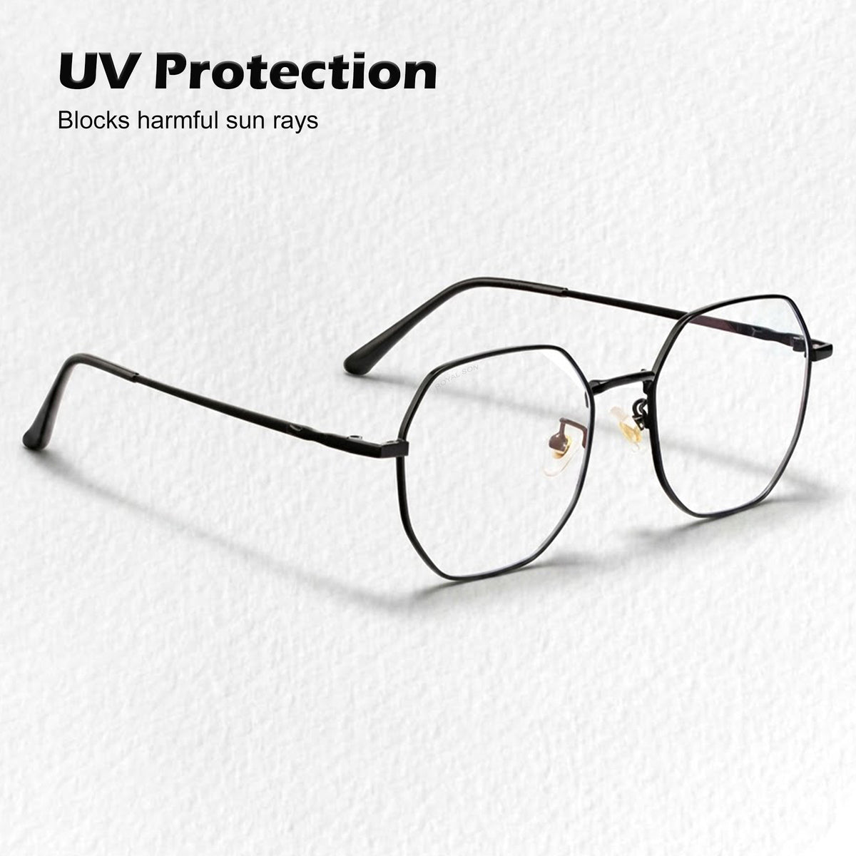 Royal Son Hexagonal Blue Ray Cut Men Women Eye Glasses - SF0019-C1