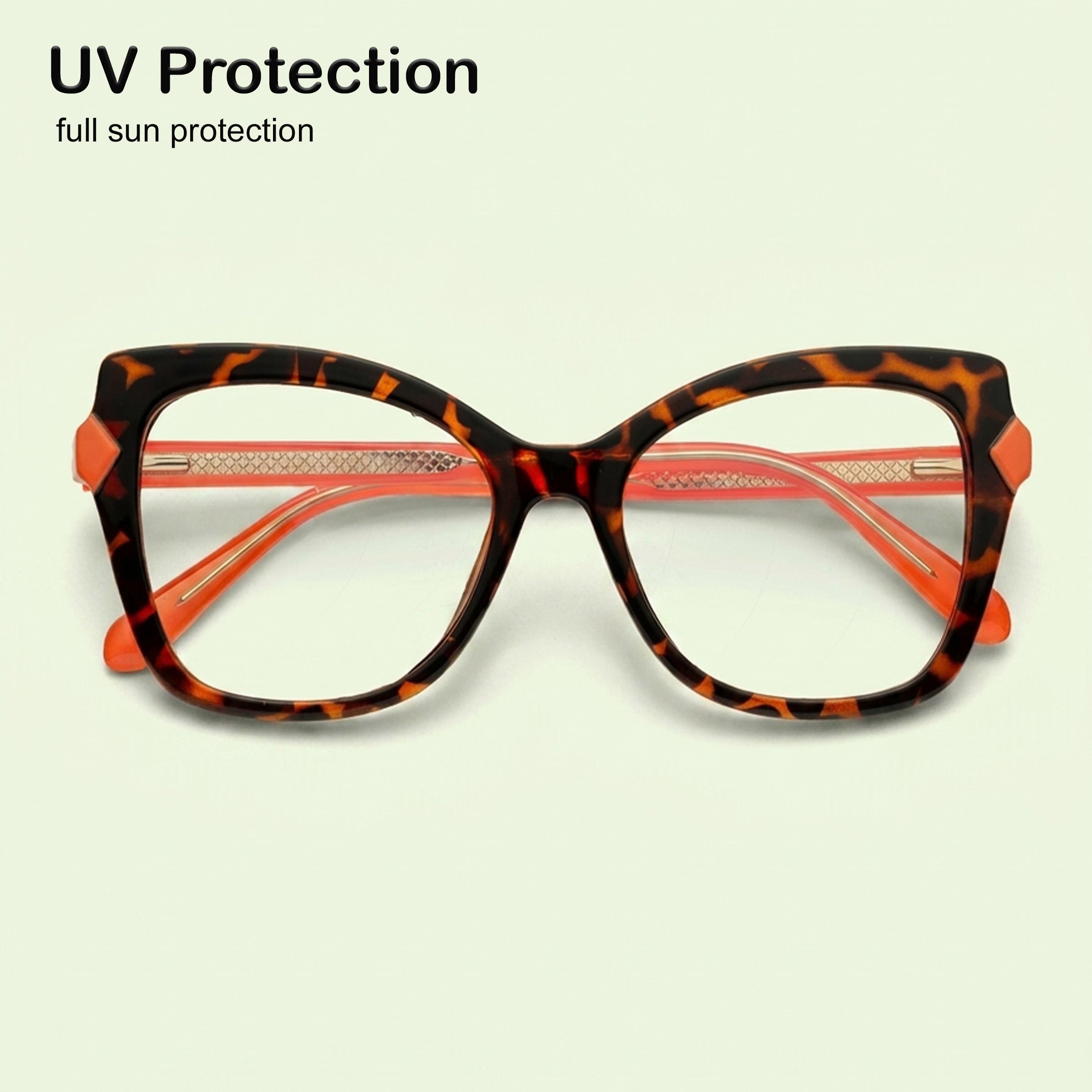 PERKEY Full Rim Cat Eye-Oversized Blue Light Blocking Spectacles Frames Women - OPTL005-C3