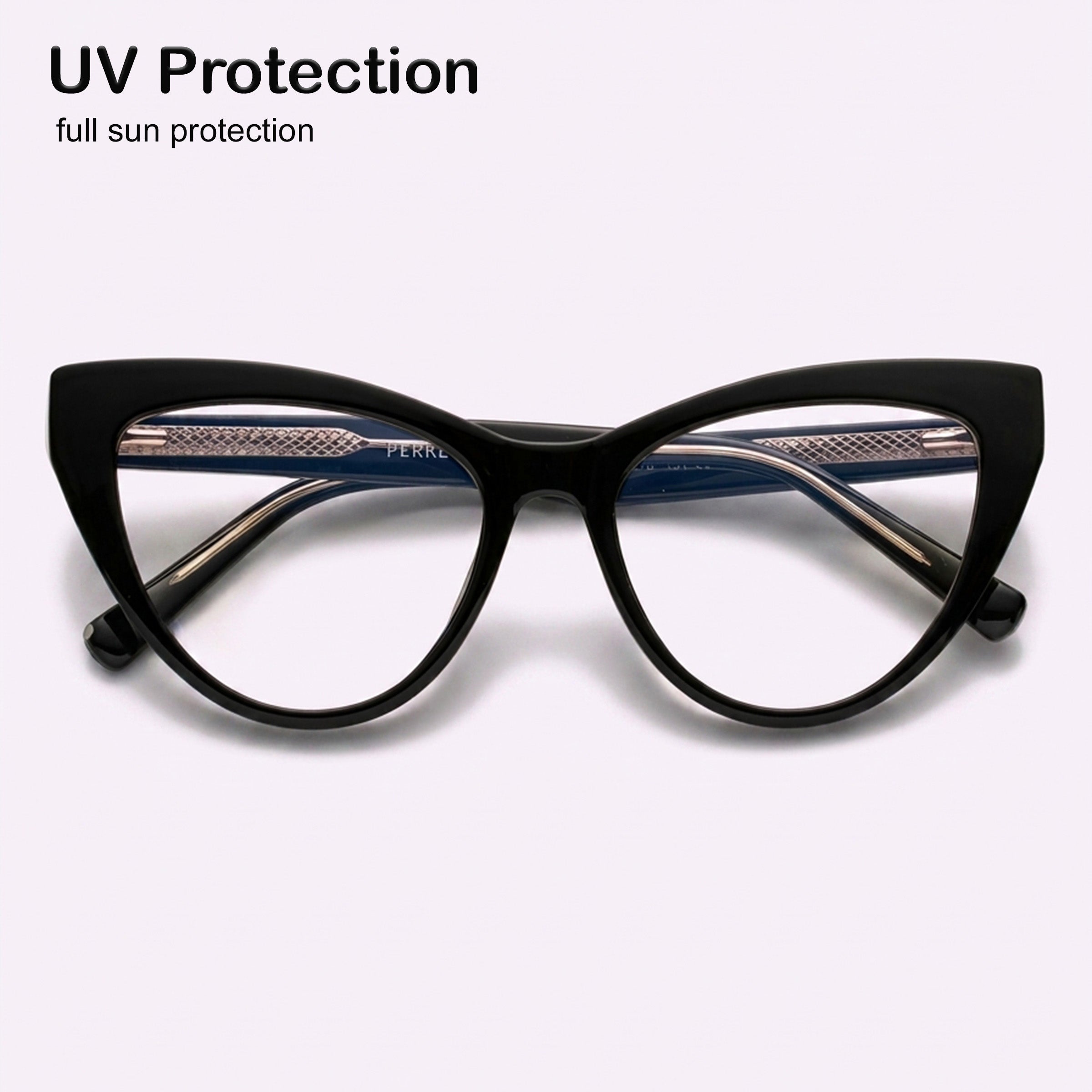 PERKEY Full Rim Cat Eye-Oversized Computer Glasses For Eye Protection Spectacles Frames Women - OPTL0010-C1