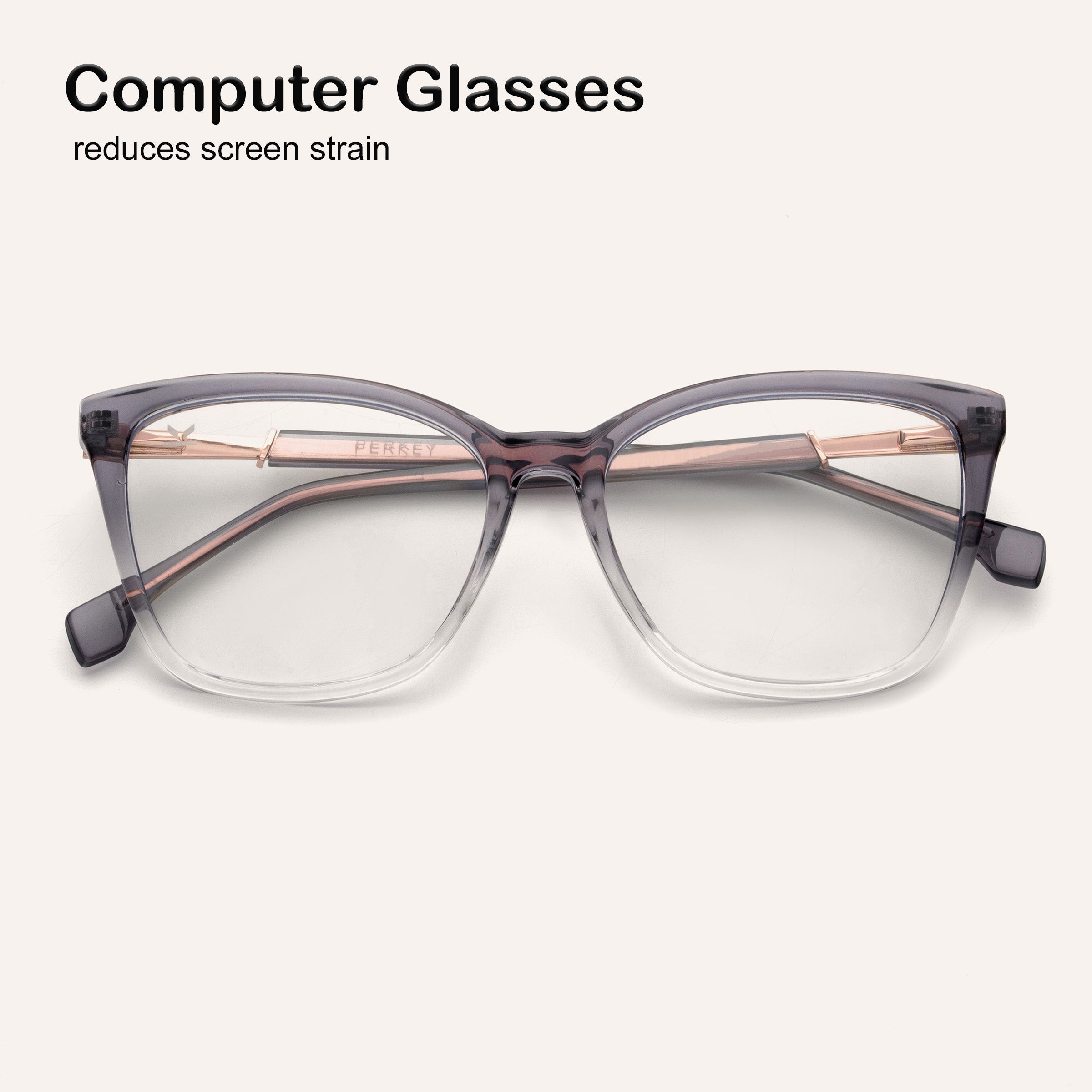 Perkey Square Cat Eye Anti Glare Spectacles Frames For Women – OPTL0028-C2