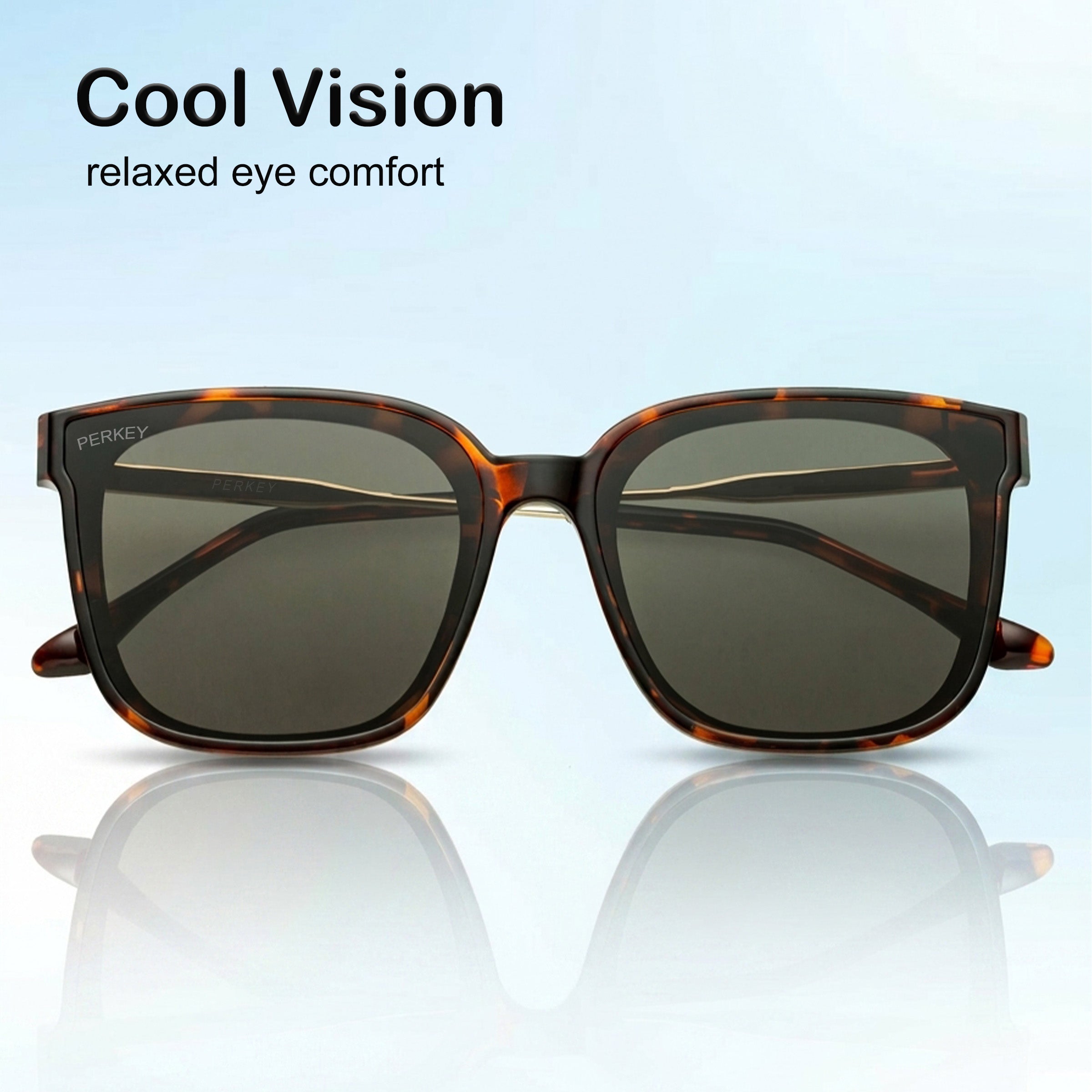 PERKEY Square-Oversized Black UV Protected Sunglasses Men Women - PRKY0013-C3