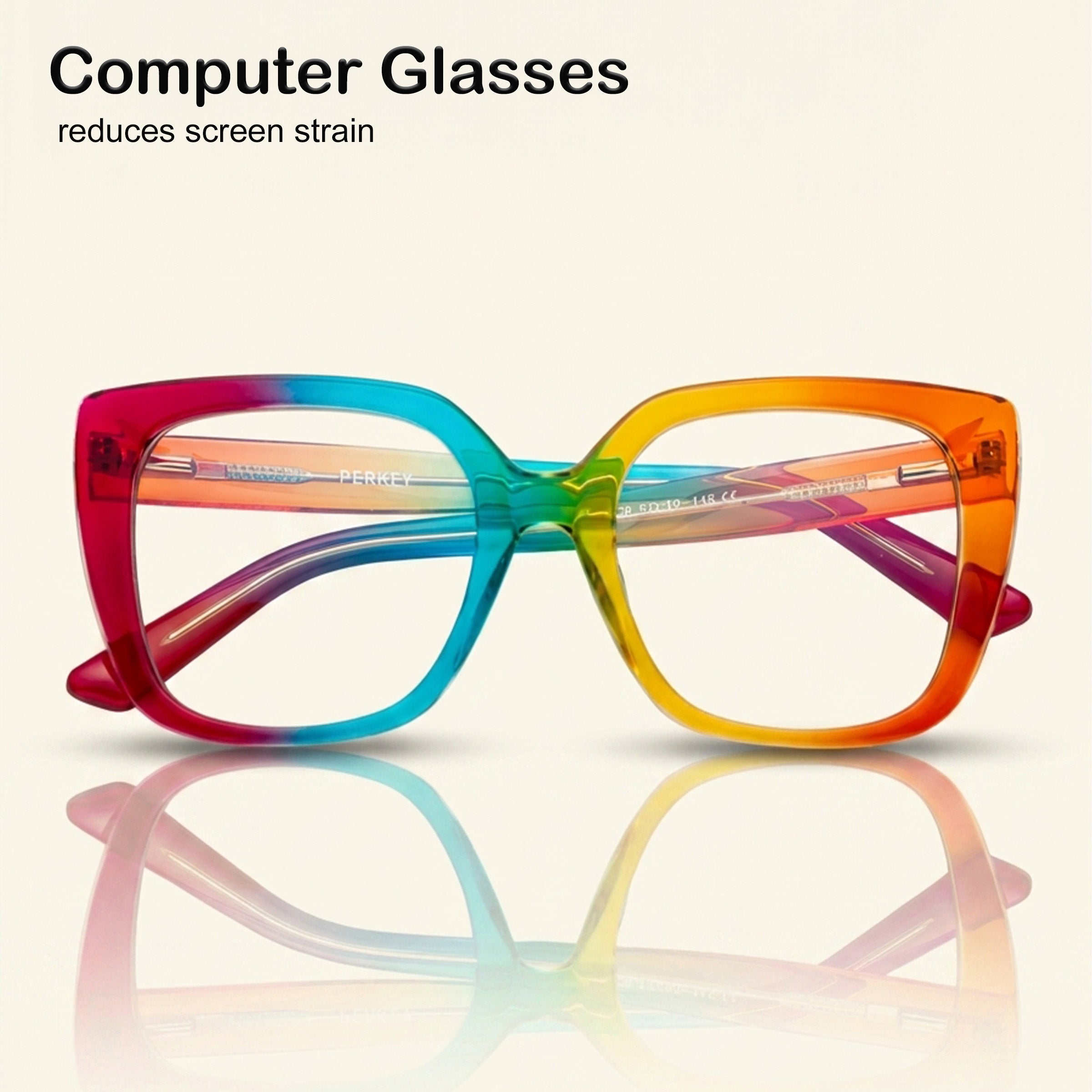 PERKEY Full Rim Square-Oversized Blue Light Blocking Spectacles Frames Men Women - OPTL002-C3