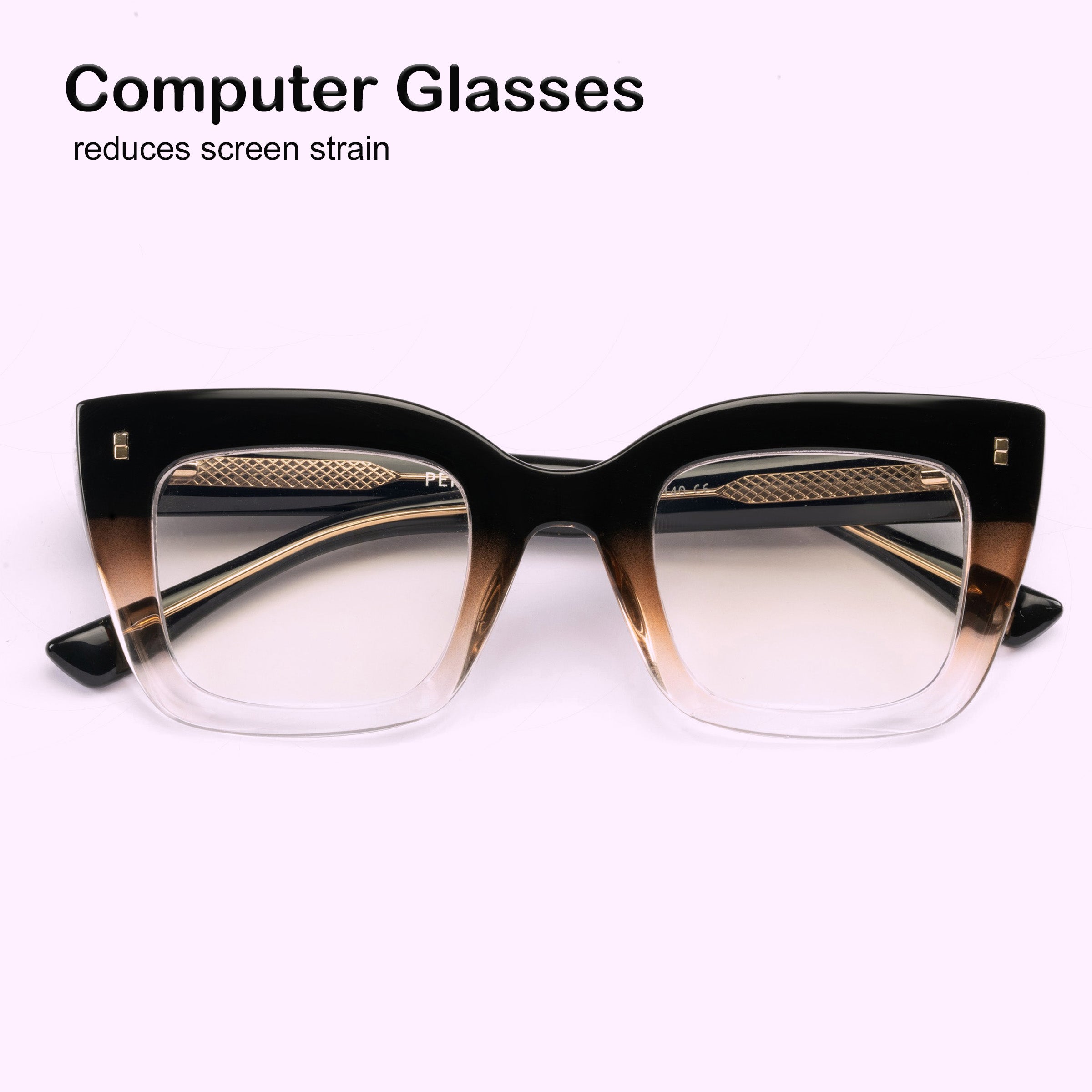 PERKEY Full Rim Retro Square Blue Light Cut & Antiglare Computer Eyeglasses - OPTL0016-C2