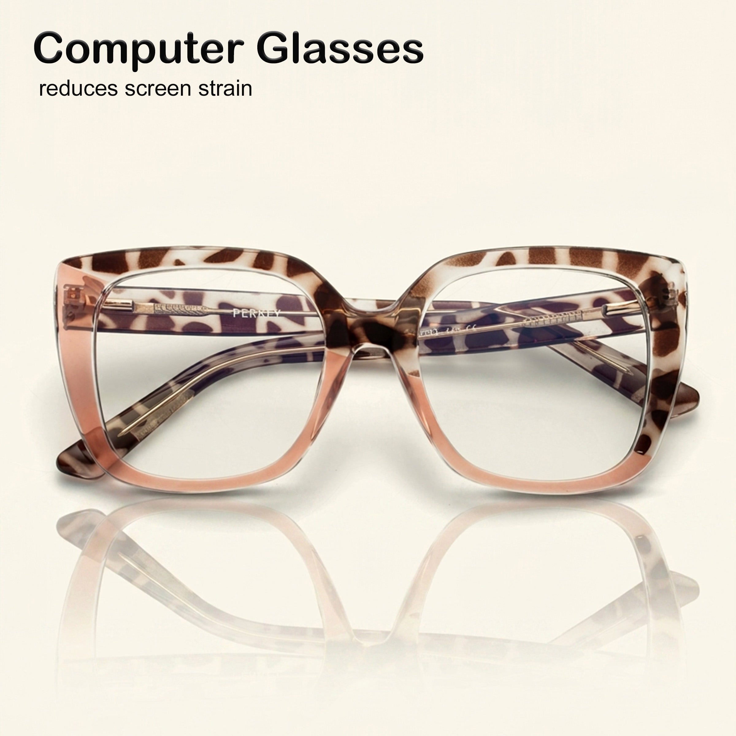 PERKEY Full Rim Square-Oversized Transparent Computer Glasses Men Women - OPTL002-C2