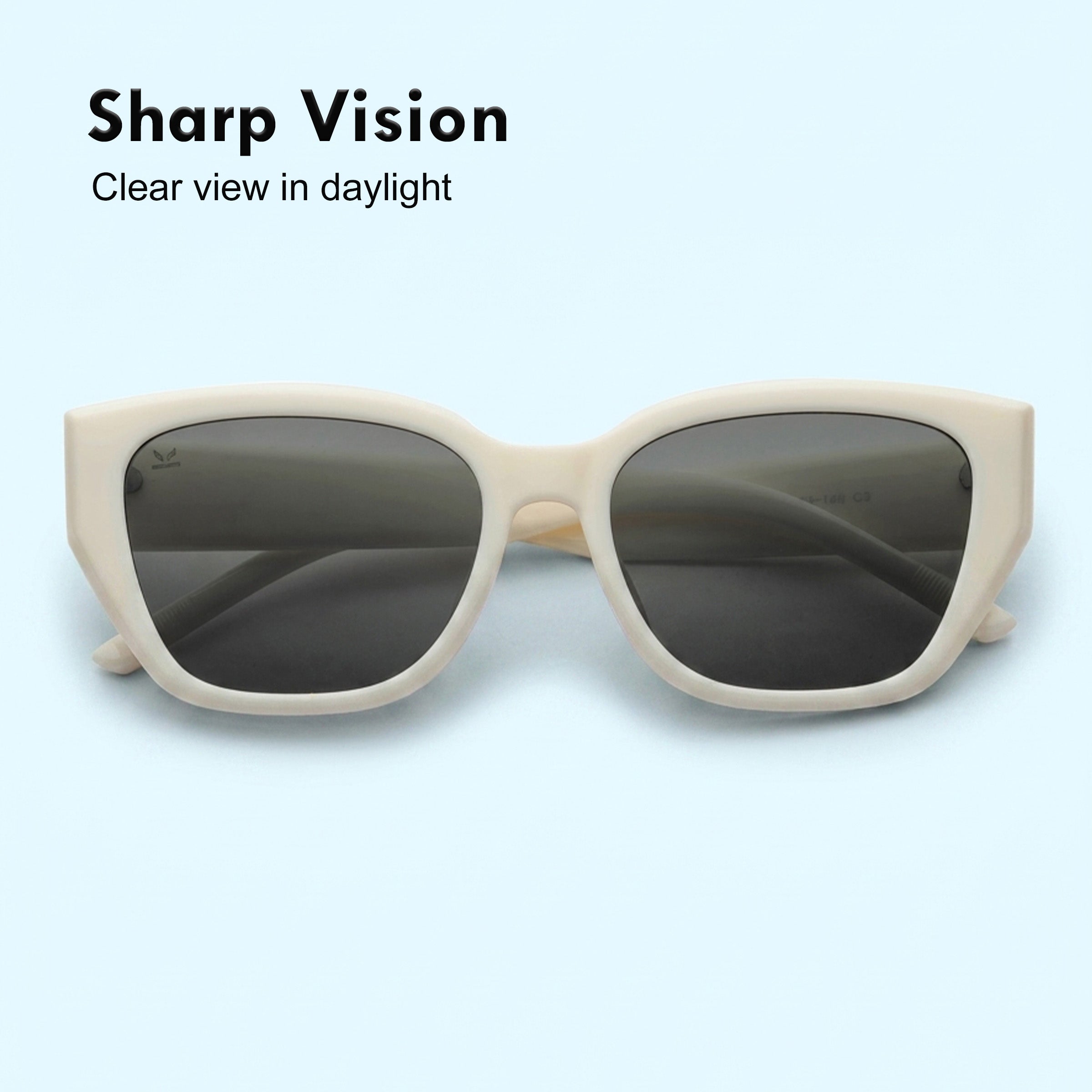 PERKEY UV Protection Retro Square White Sunglasses for Men & Women with Black Lens – PRKY0023-C3