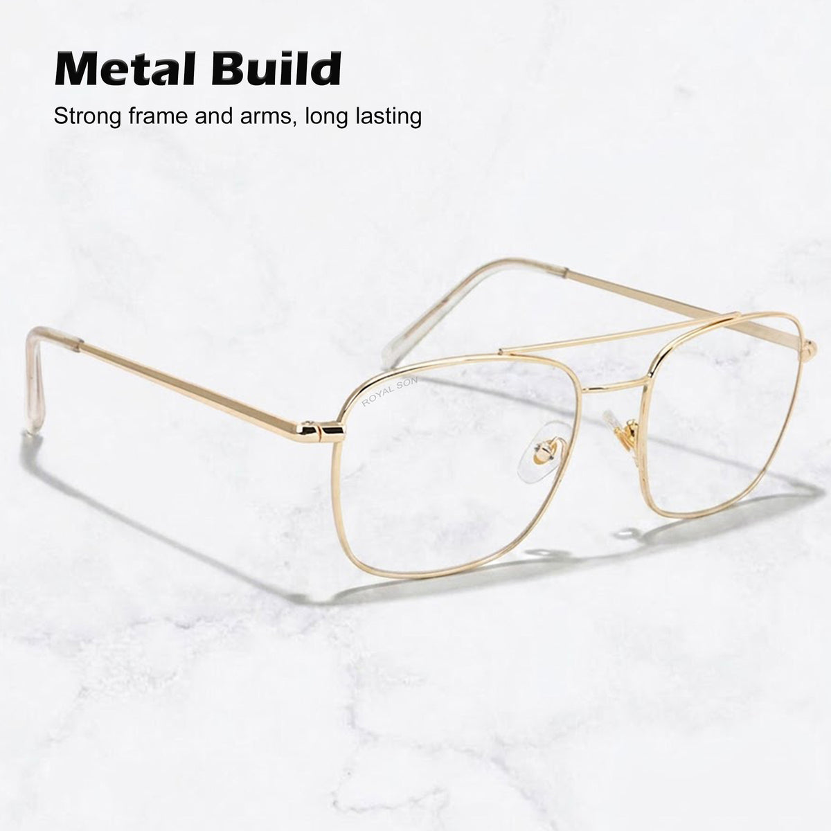 ROYAL SON Retro Square Spectacle Frame For Men And Women (RS0022SF|50|Transparent Lens)