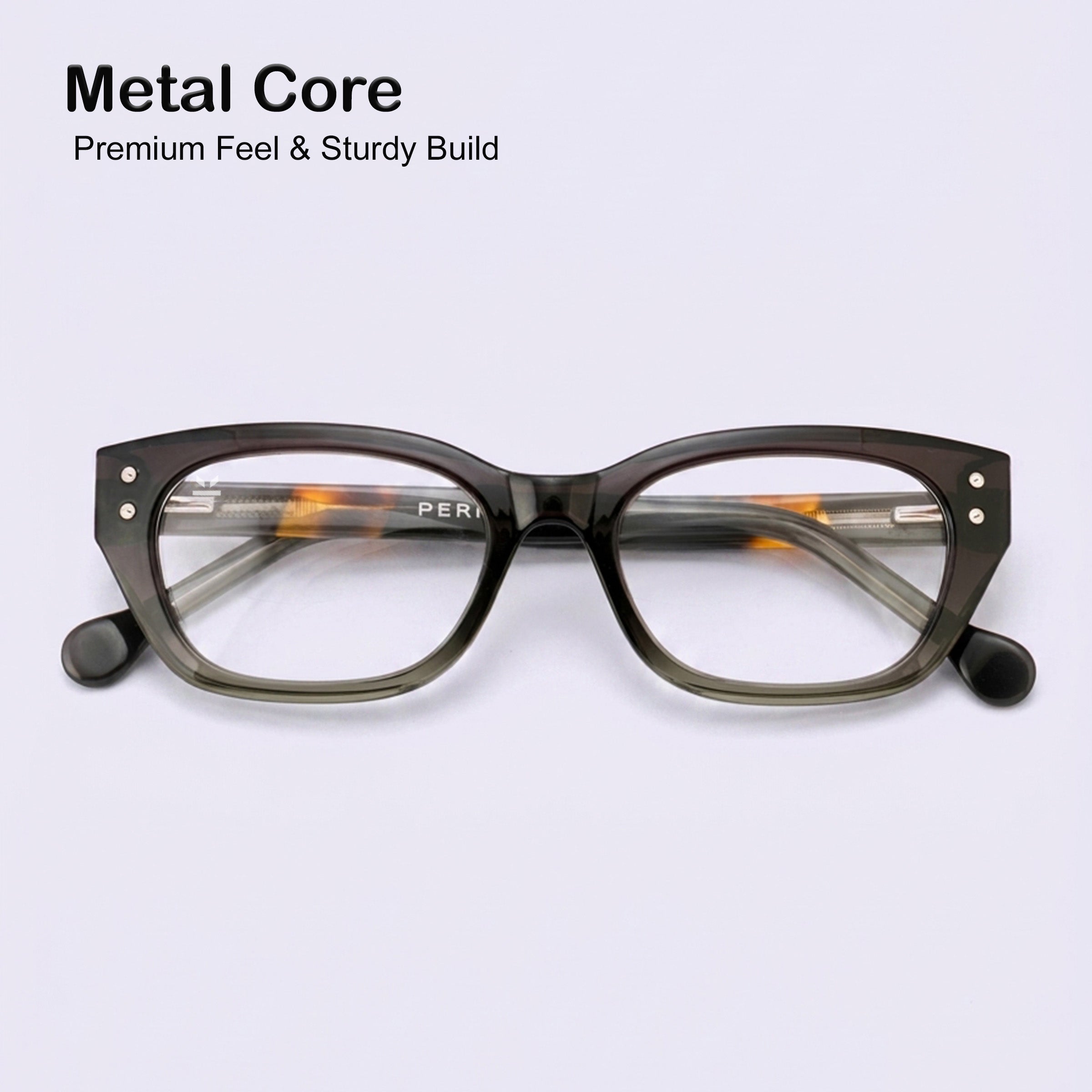 PERKEY Full Rim Soft Square Black Spectacle Frame For Women - OPTL0022-C1