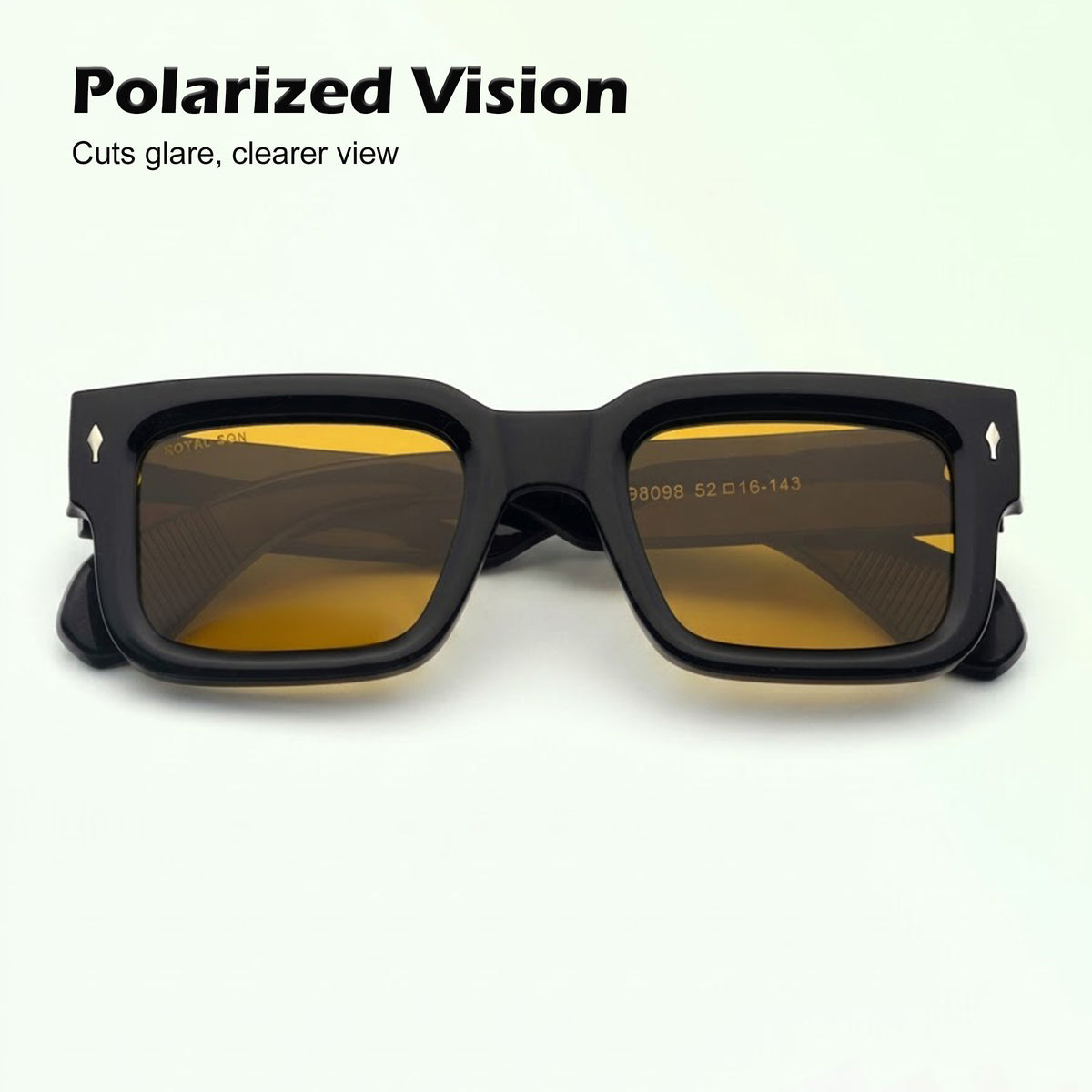 Royal Son Polarized Square Yellow Lens UV Protection Sunglasses for Men & Women - SG-RS1115-C3