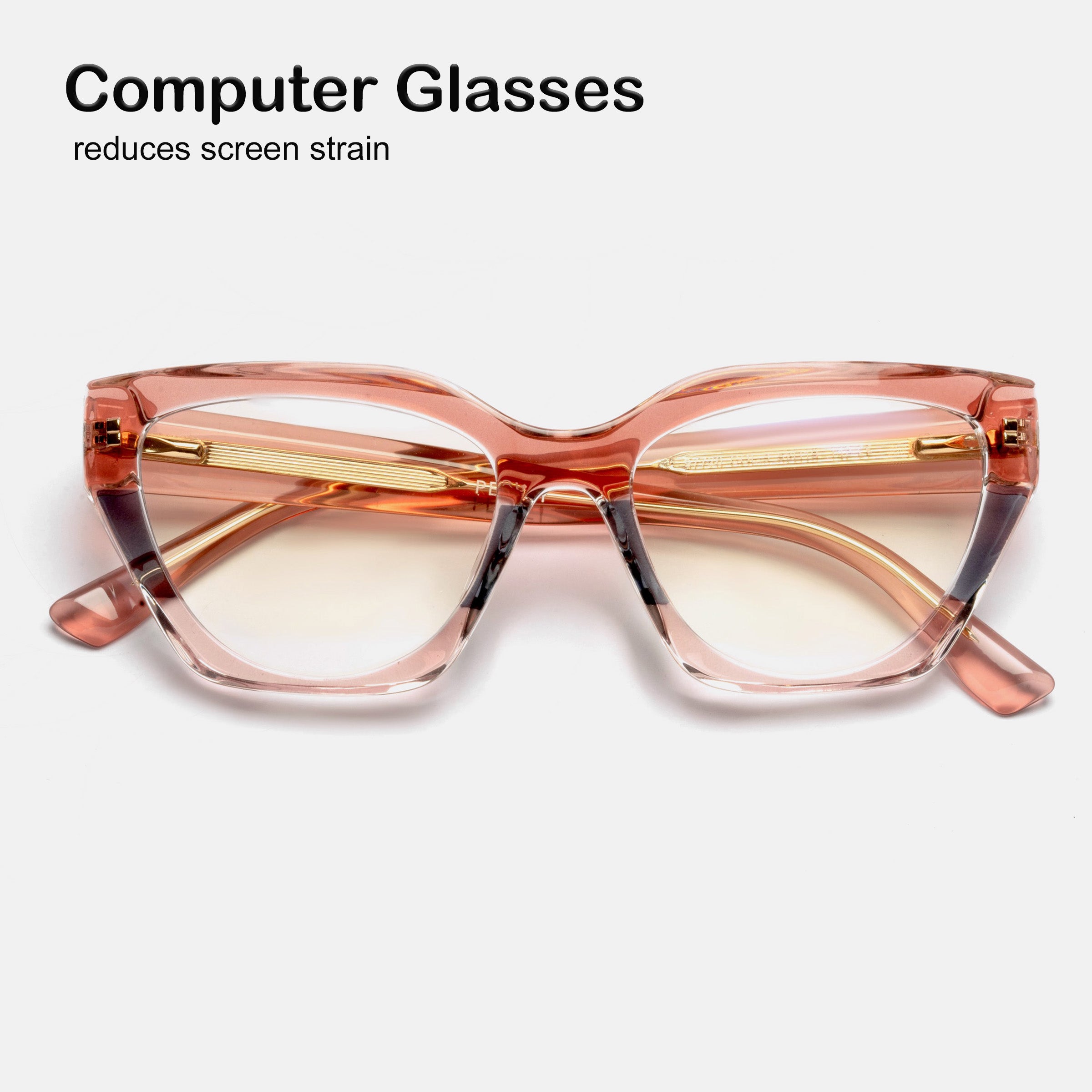 PERKEY Full Rim Cat Eye Blue Light Cut & Antiglare Computer Eyeglasses For Women - OPTL0017-C2
