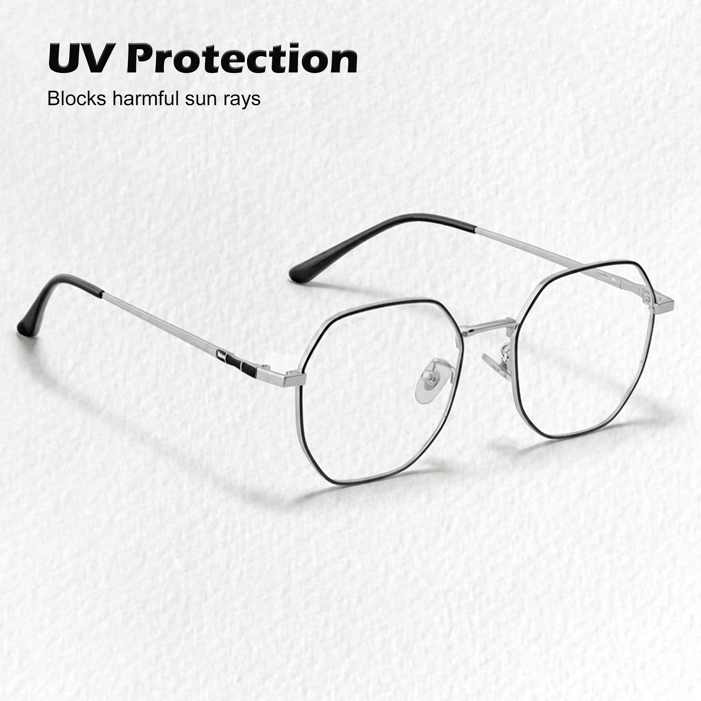 Royal Son Hexagonal Blue Ray Cut Men Women Eye Glasses - SF0019-C2