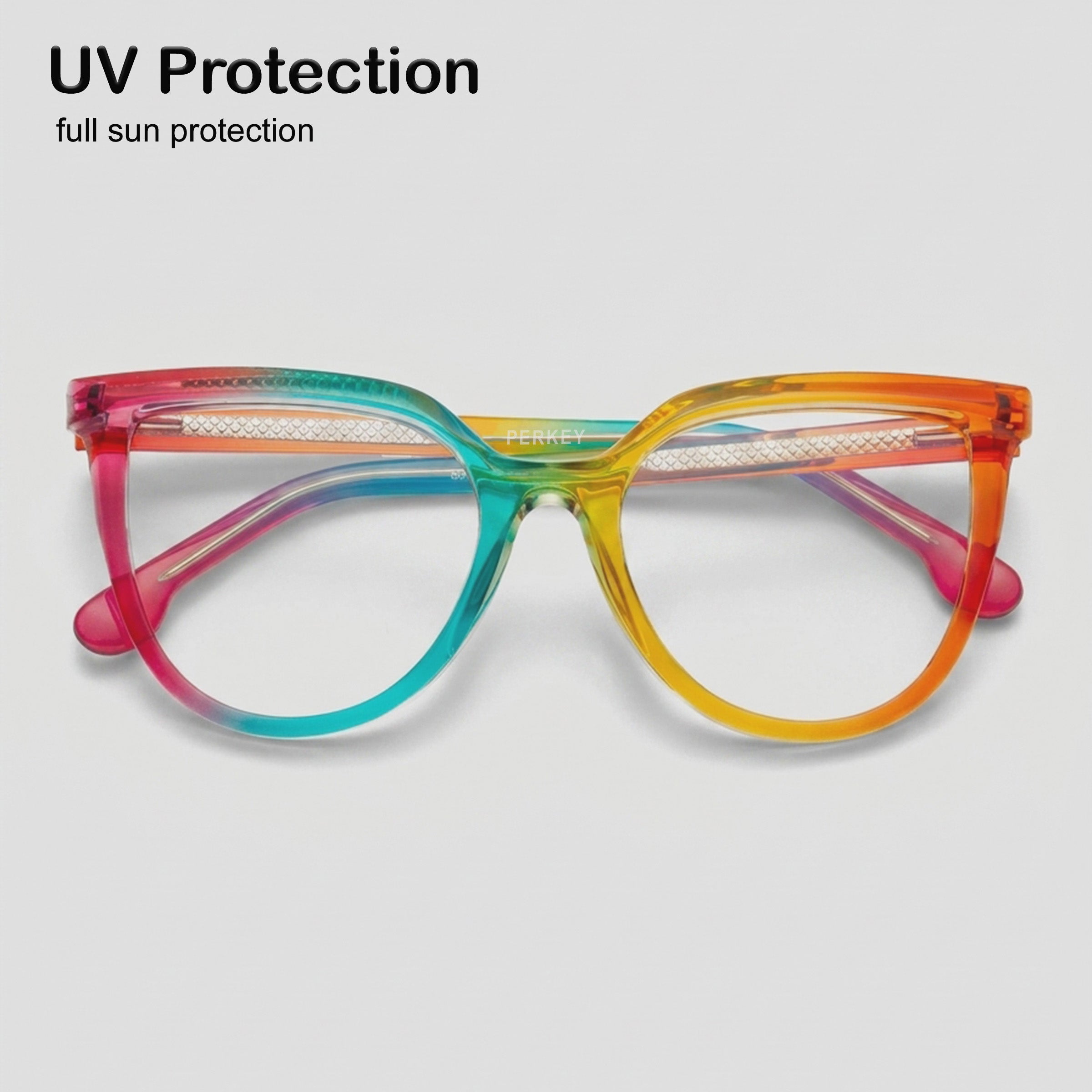 PERKEY Full Rim Oversized-Cat Eye Transparent Computer Glasses Frames Women - OPTL006-C2