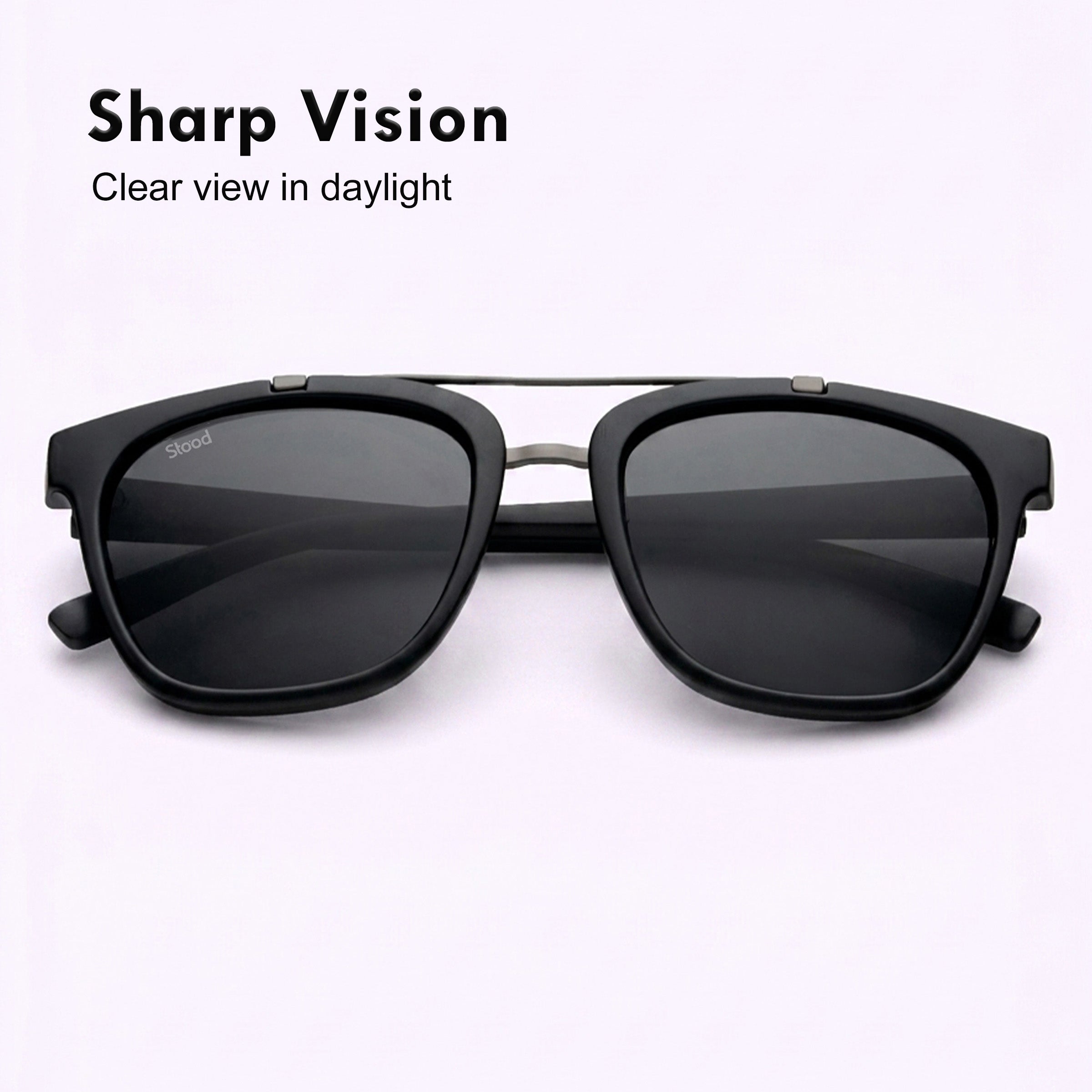 Stood Retro Square Black UV Protection Sunglasses For Men & Women Stylish – SG-STD0021-C1
