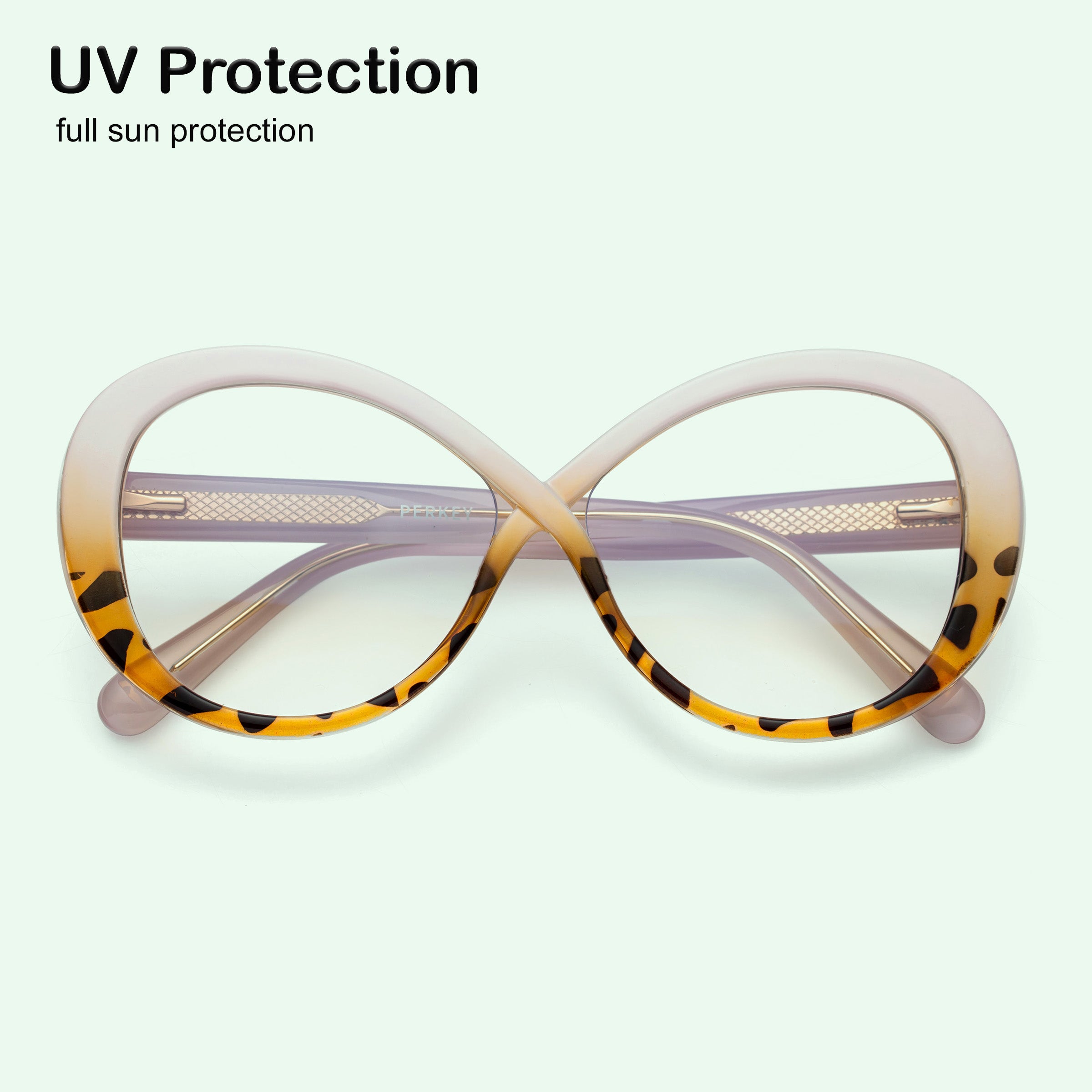 PERKEY Full Rim Oval-Oversized Blue Light Blocking glasses Spectacles Frames Men Women - OPTL0013-C3