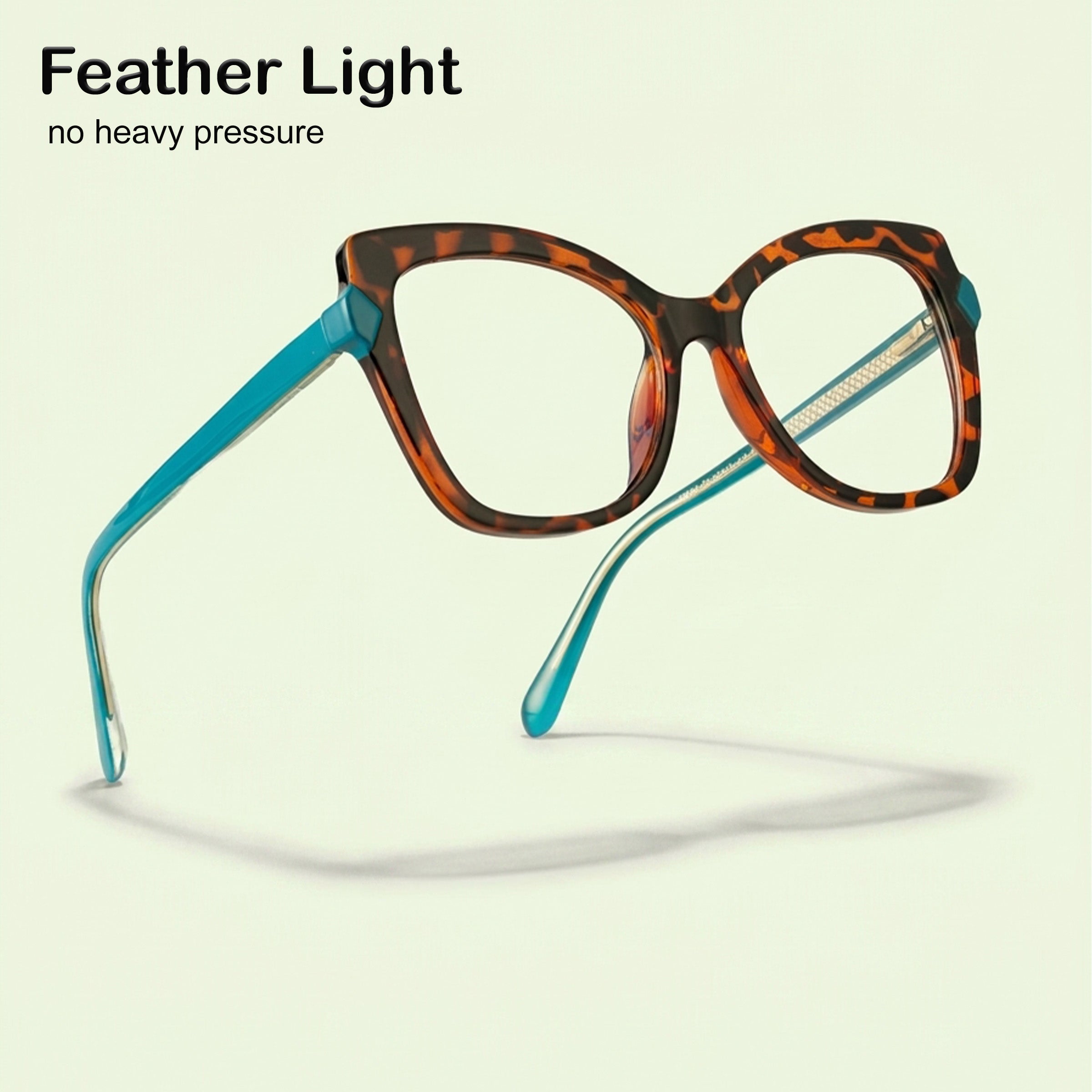 PERKEY Full Rim Cat Eye-Oversized Transparent Blue Cut Spectacles Frames Women - OPTL005-C2