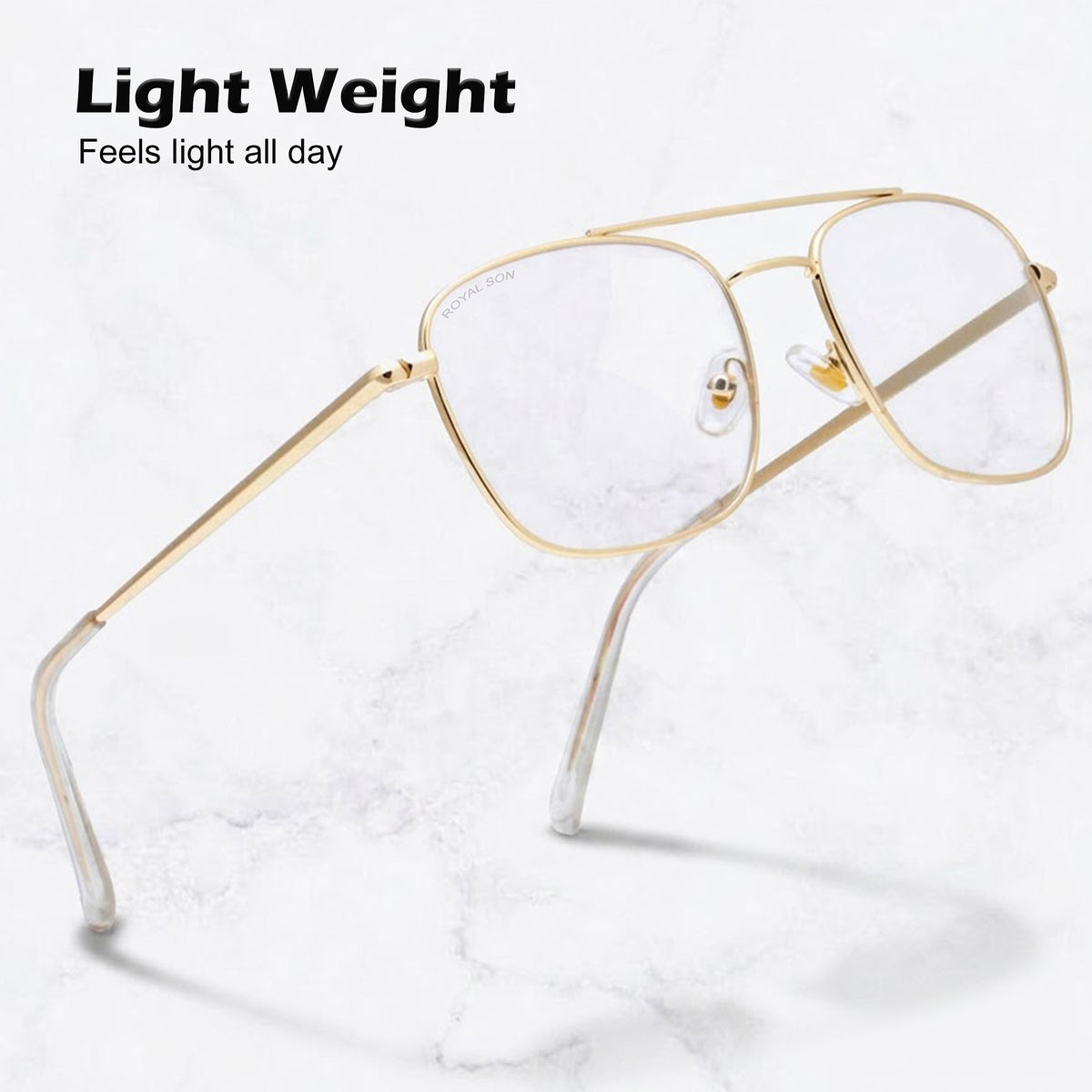 ROYAL SON Retro Square Spectacle Frame For Men And Women (RS0022SF|50|Transparent Lens)