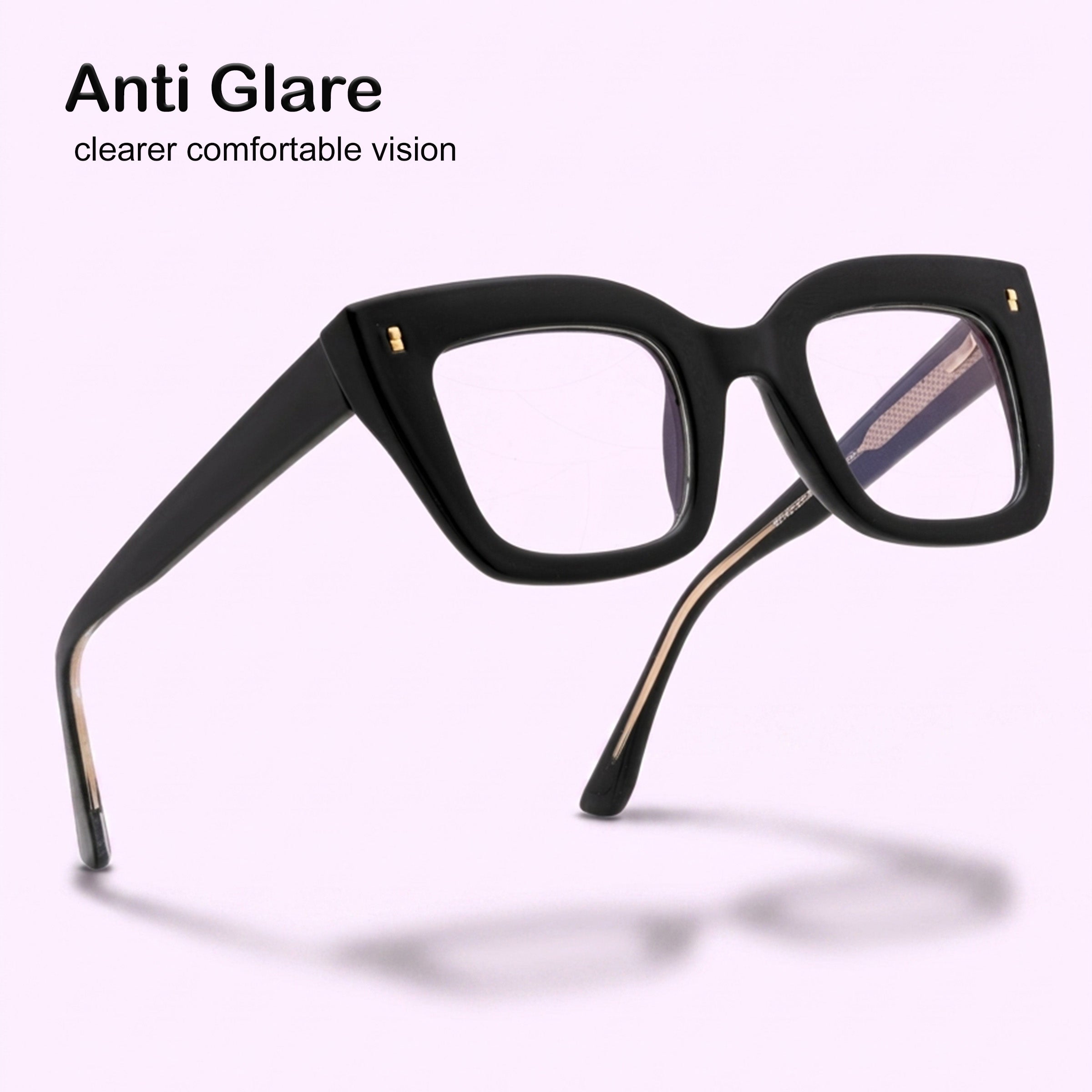 PERKEY Full Rim Retro Square Blue Light Cut & Antiglare Computer Eyeglasses - OPTL0016-C1