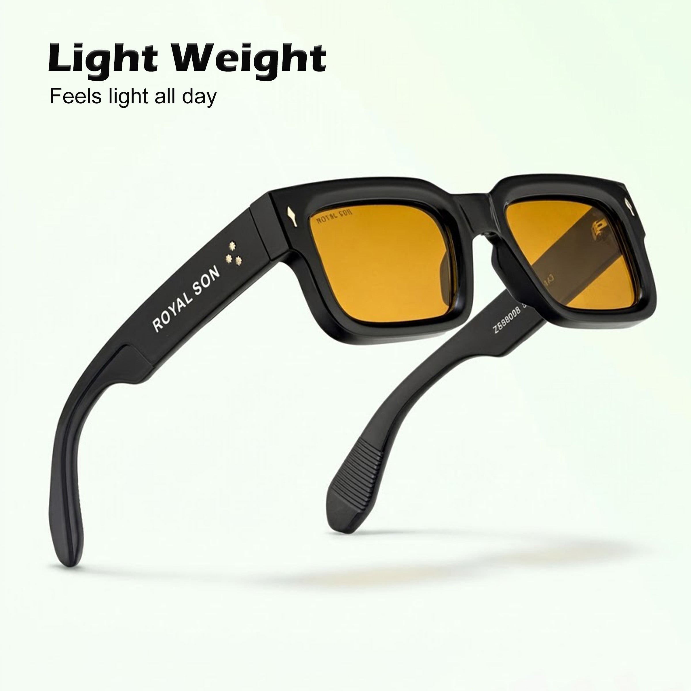 Royal Son Polarized Square Yellow Lens UV Protection Sunglasses for Men & Women - SG-RS1115-C3