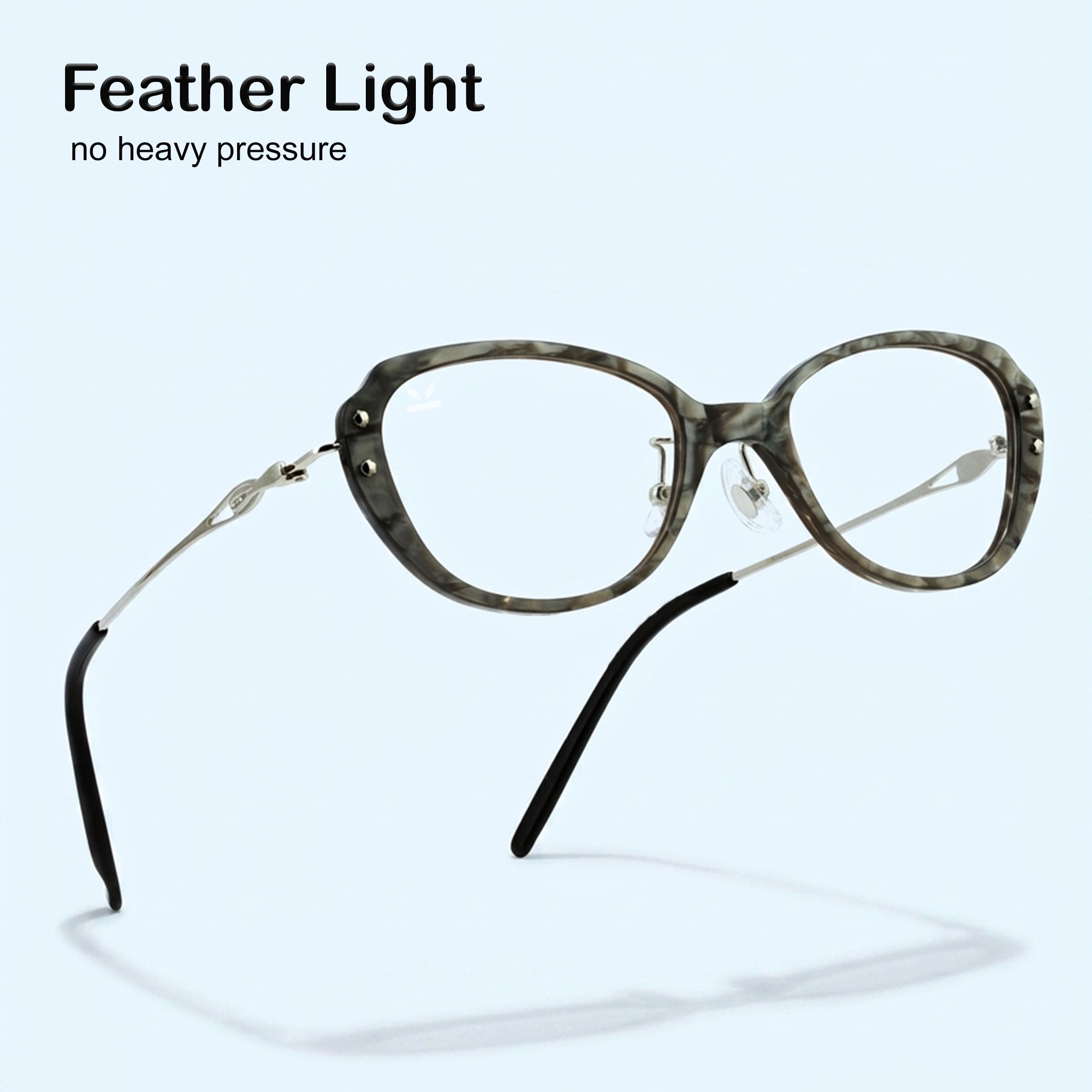 PERKEY Small Full Rim Oval Stone Grey Eyeglass Frame For Women- OPTL0025-C2