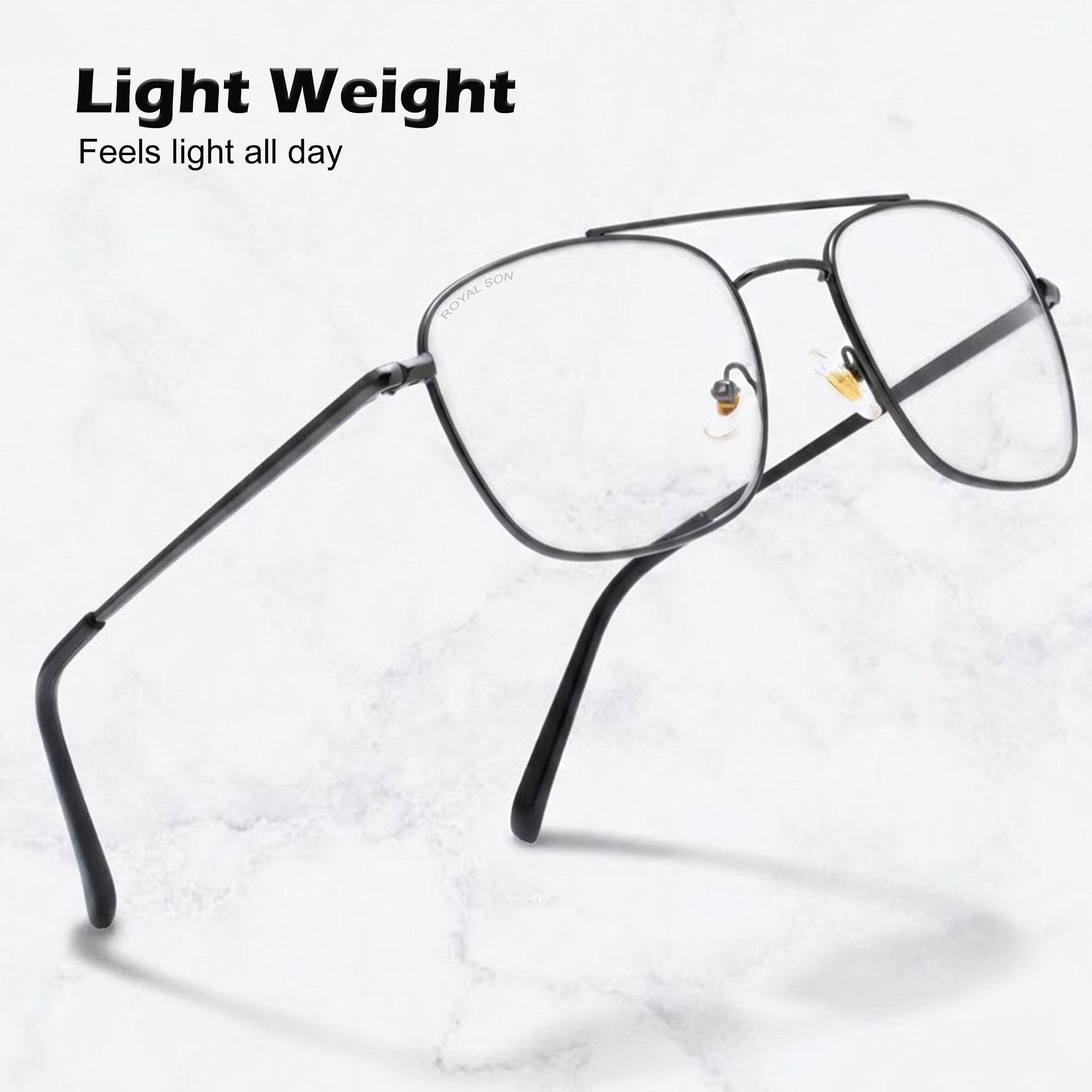 ROYAL SON Retro Square Spectacle Frame For Men And Women (RS0023SF|50|Transparent Lens)