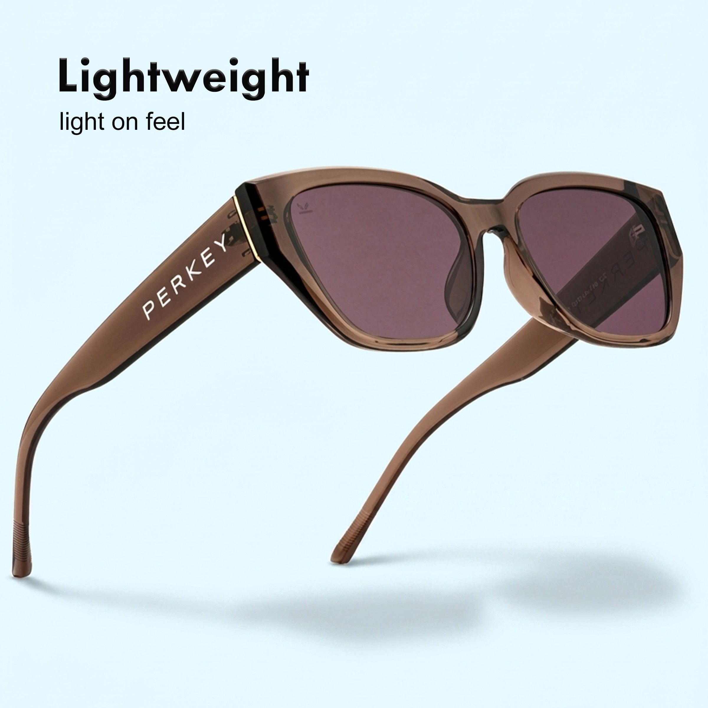 PERKEY UV Protection Retro Square Brown Sunglasses for Men & Women – PRKY0023-C2