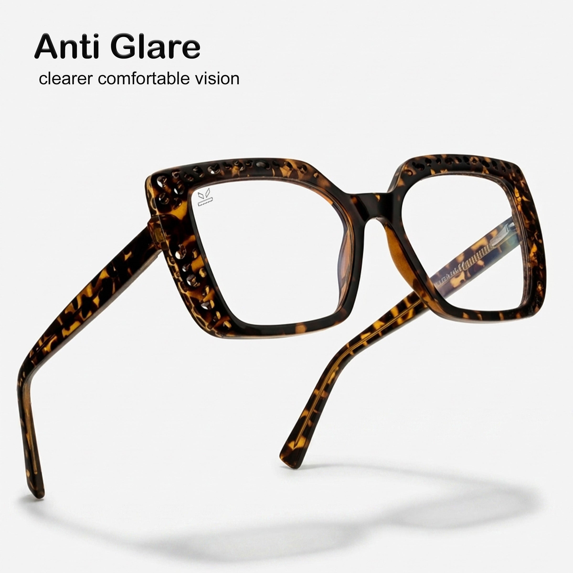 PERKEY Square Full Rim Blue Cut Light Glasses for Women - OPTL0020-C2