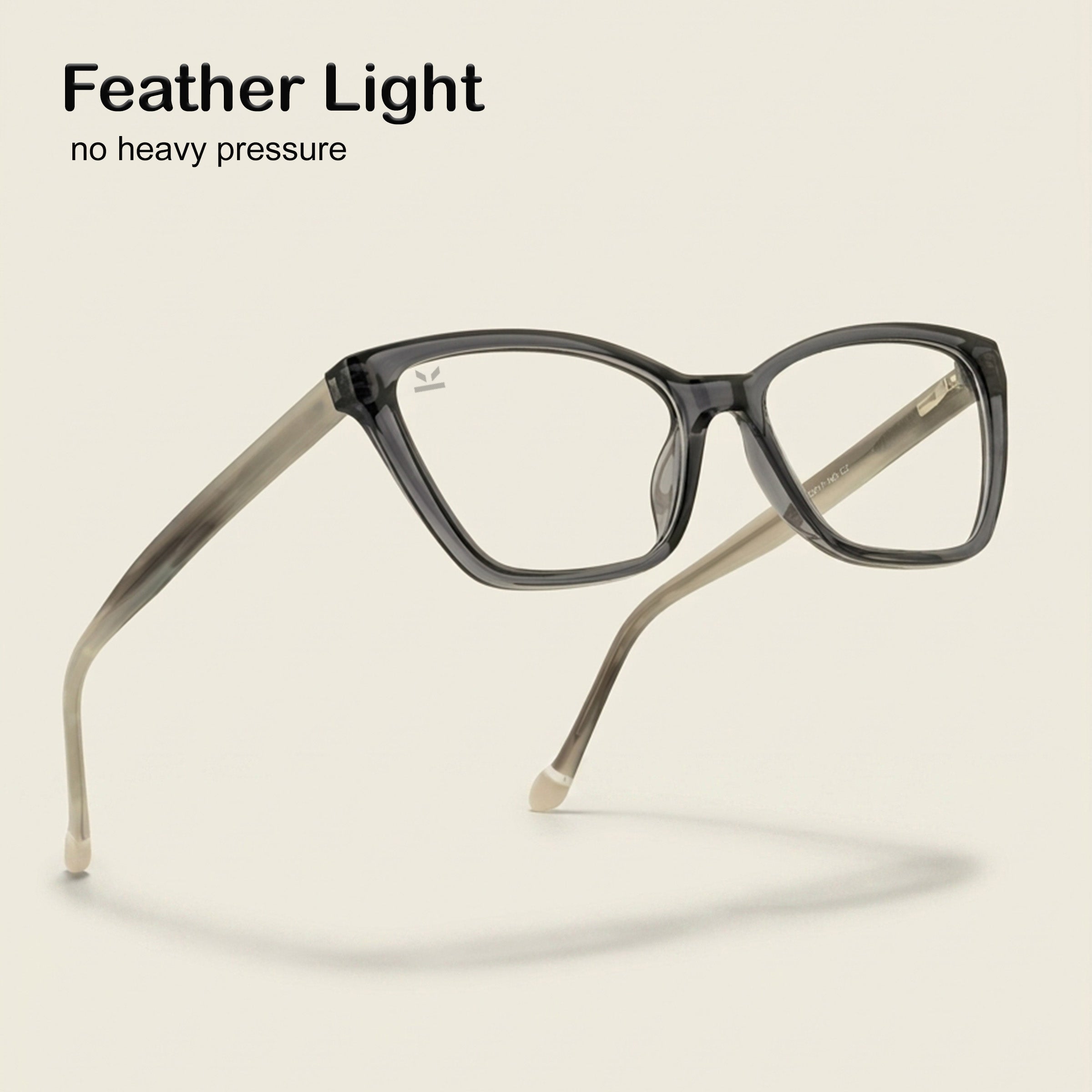 PERKEY Full Rim Soft Cat Eye Shiny Grey Spectacle Frames For Women - OPTL0021-C2