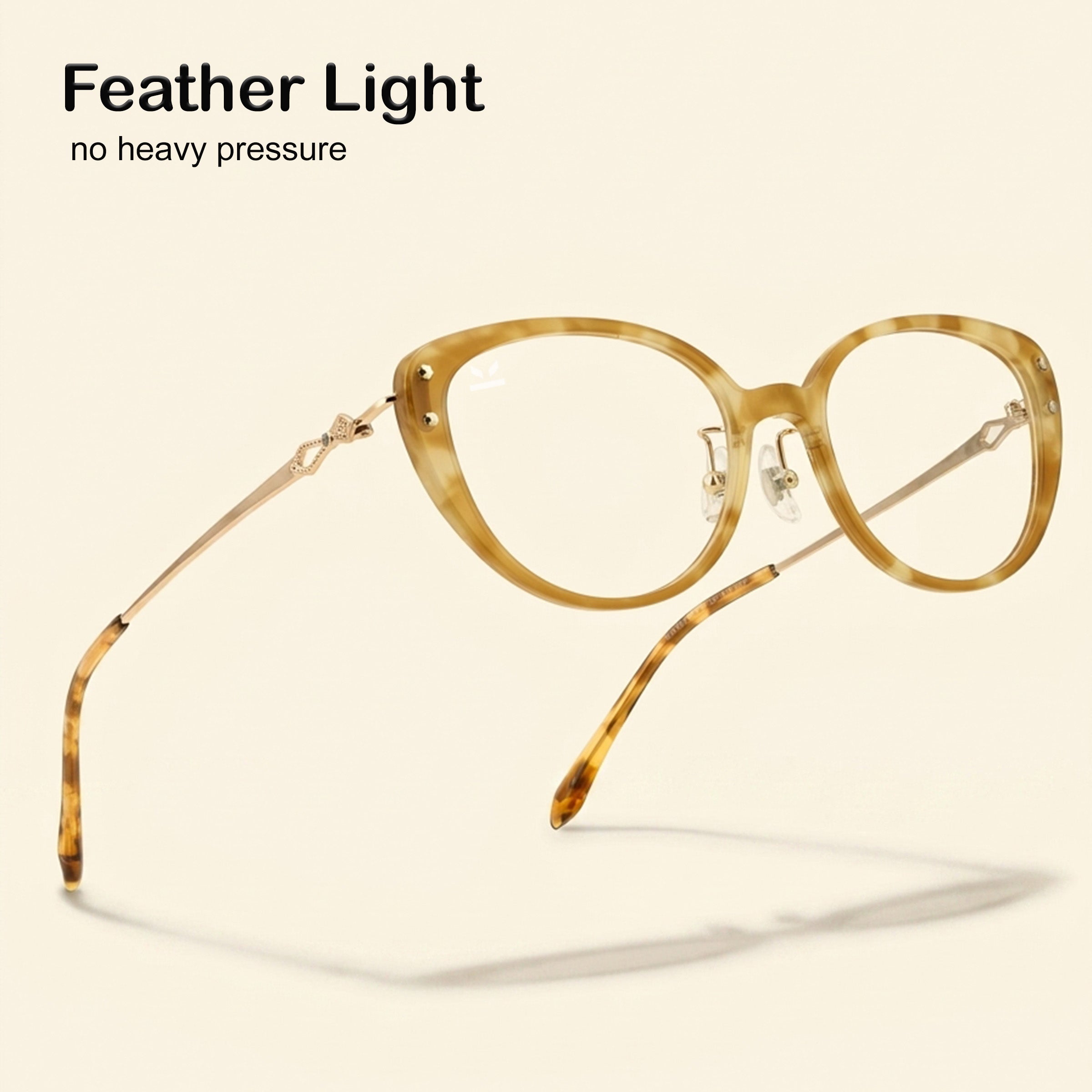 PERKEY Soft Cat Eye Biege Brown Fusion Eyeglass Frame For Women - OPTL0026-C4