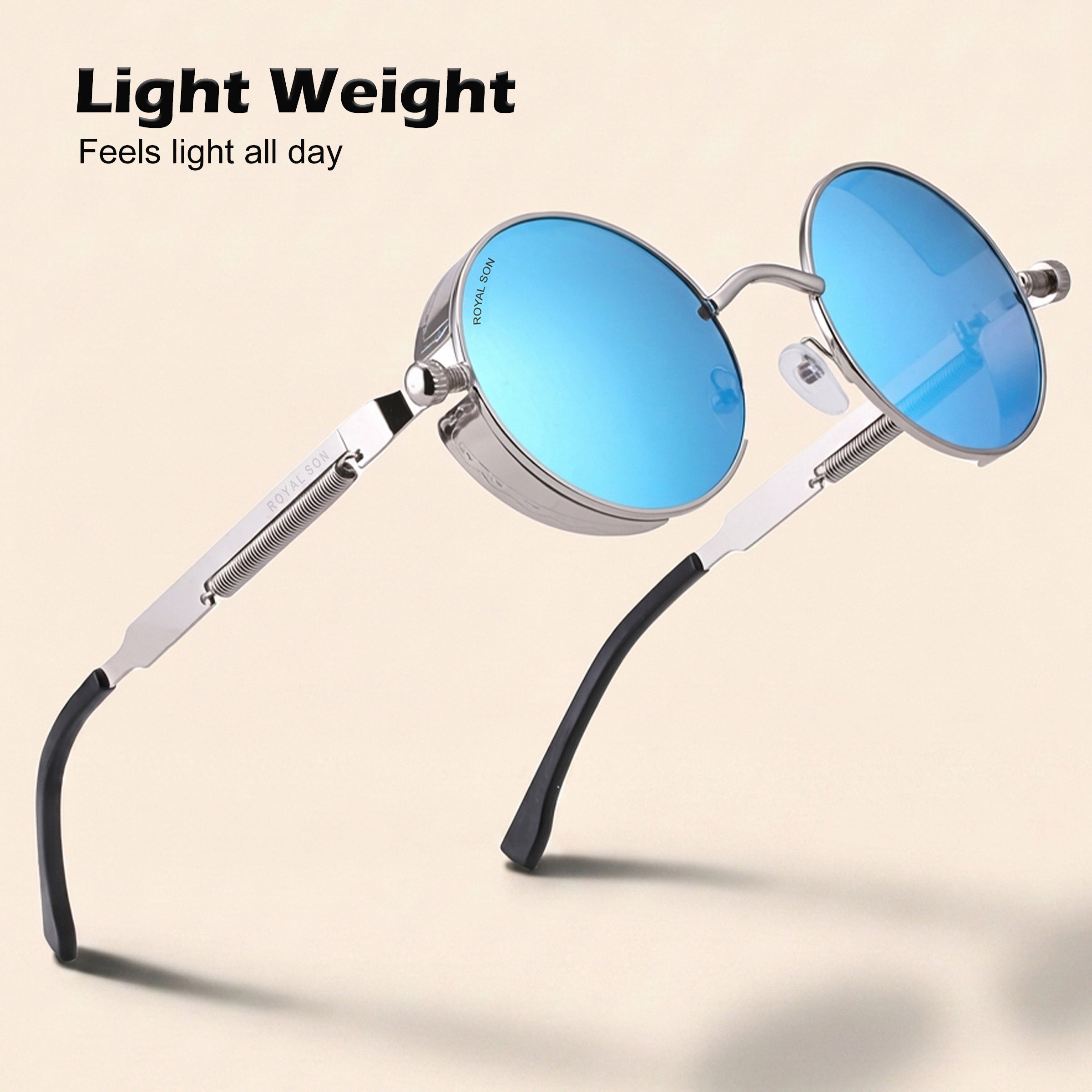 Royal Son Round Mirrored Men Women Sunglasses - CHI0084-C3