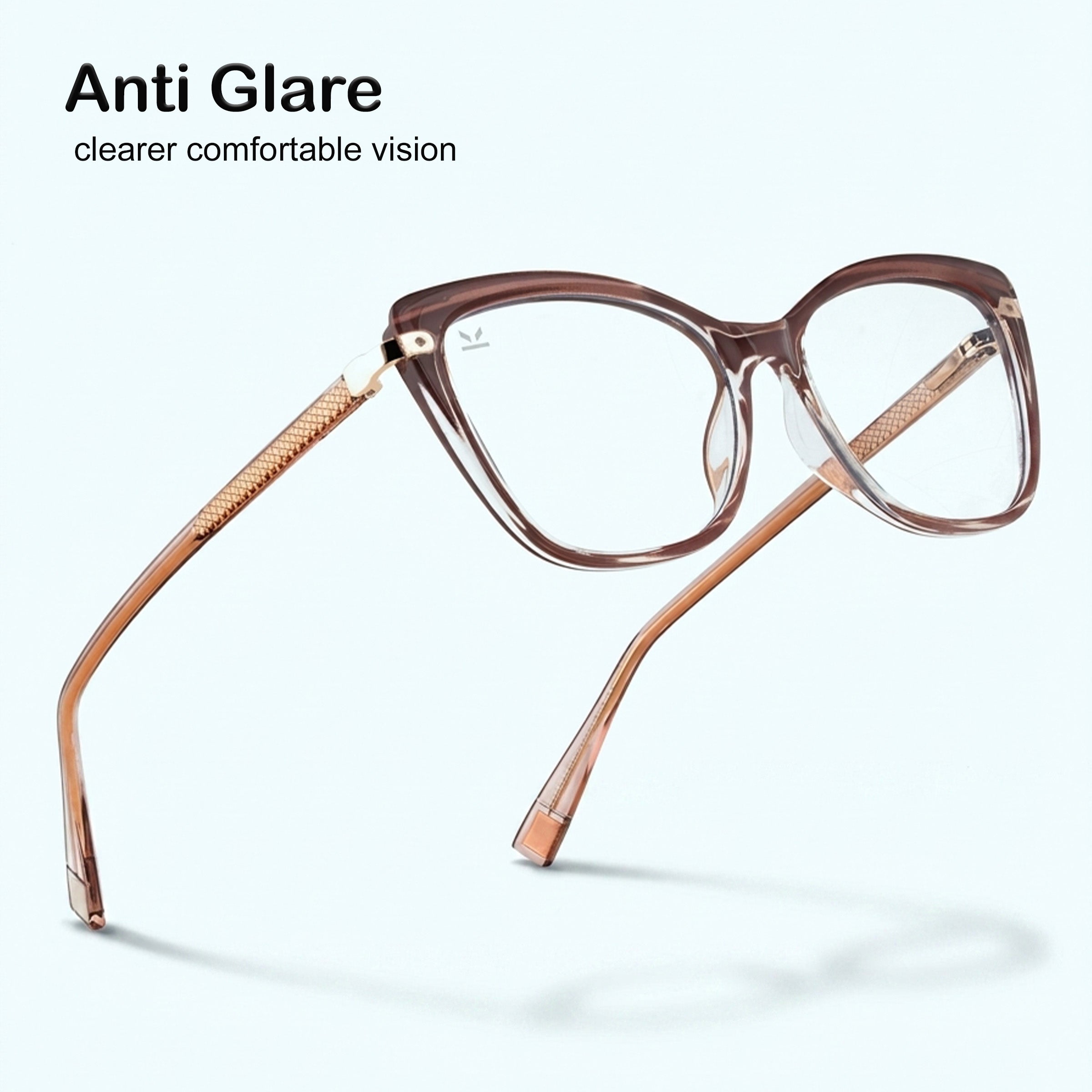 Perkey Square Cat Eye Protection Anti Glare Computer Glasses For Women – OPTL0027-C3