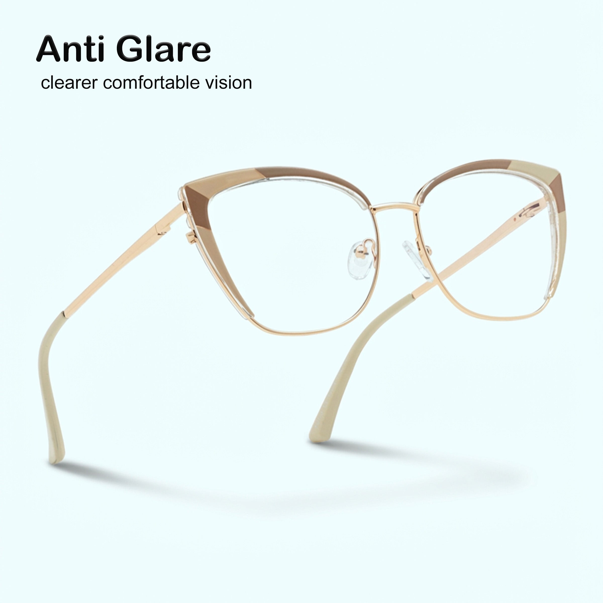 PERKEY Full Rim Cat Eye Blue Light Cut & Antiglare Computer Eyeglasses For Women - OPTL0018-C3