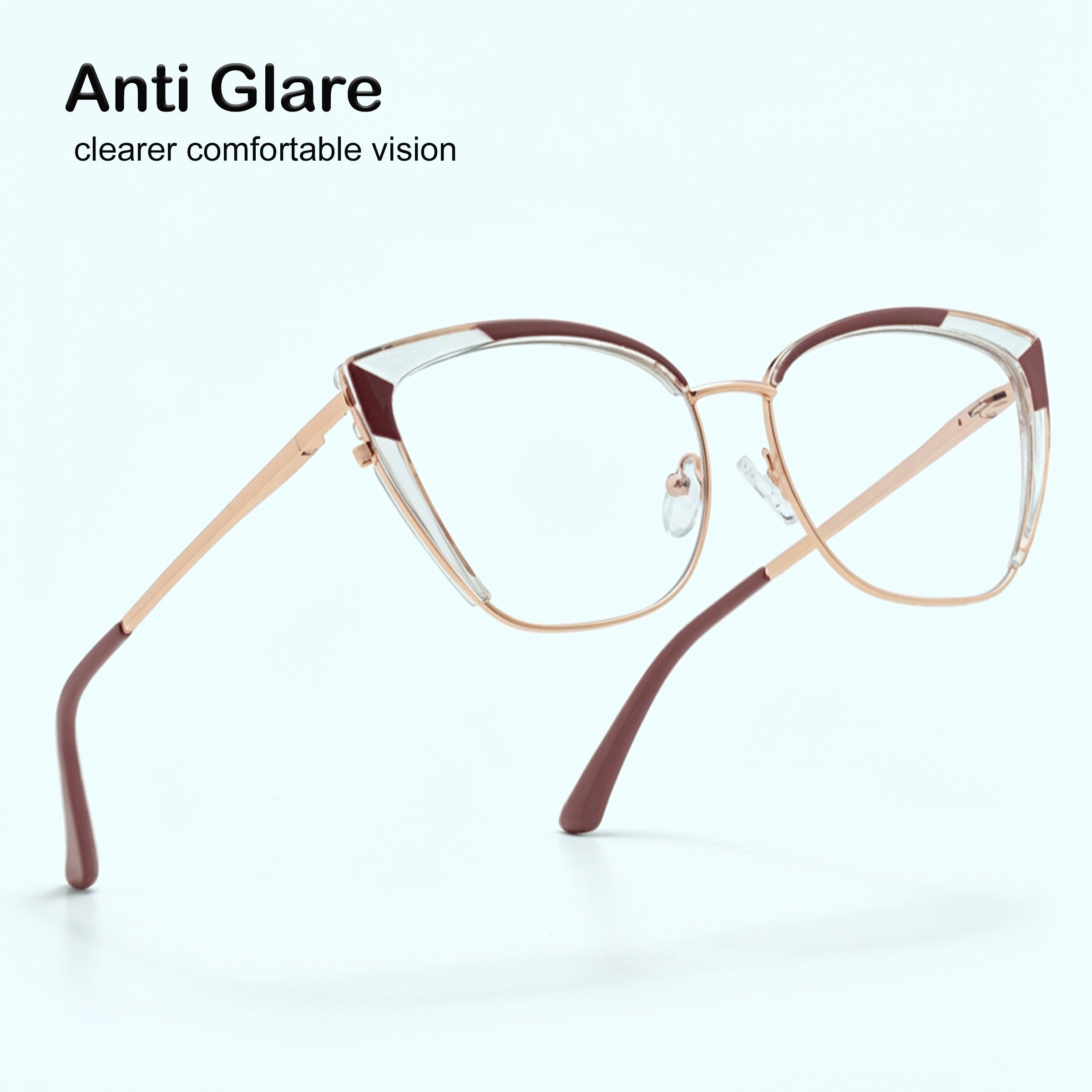 PERKEY Full Rim Cat Eye Blue Light Cut & Antiglare Computer Eyeglasses For Women - OPTL0018-C4